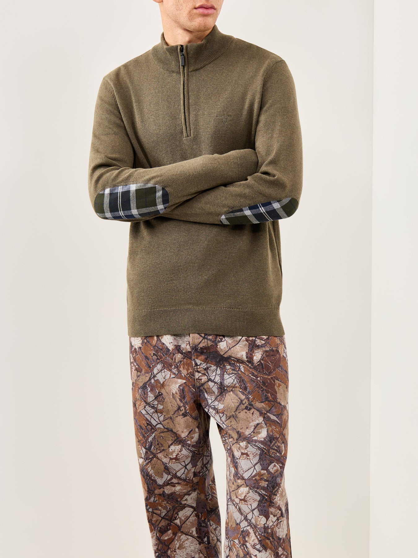 Avoch Half Zip Knitted Jumper Olive