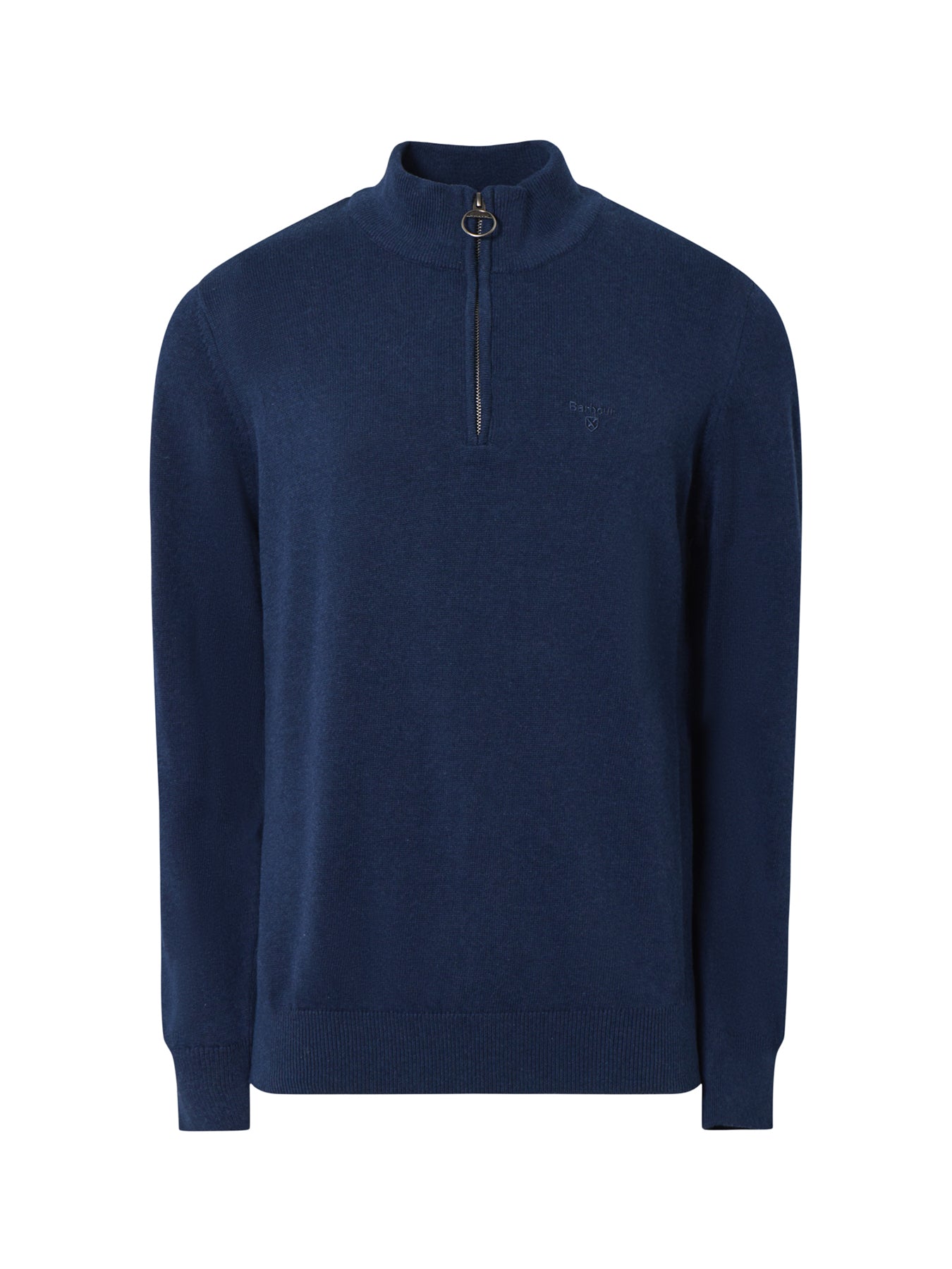 Cotton Half Zip Knitted Jumper Blue