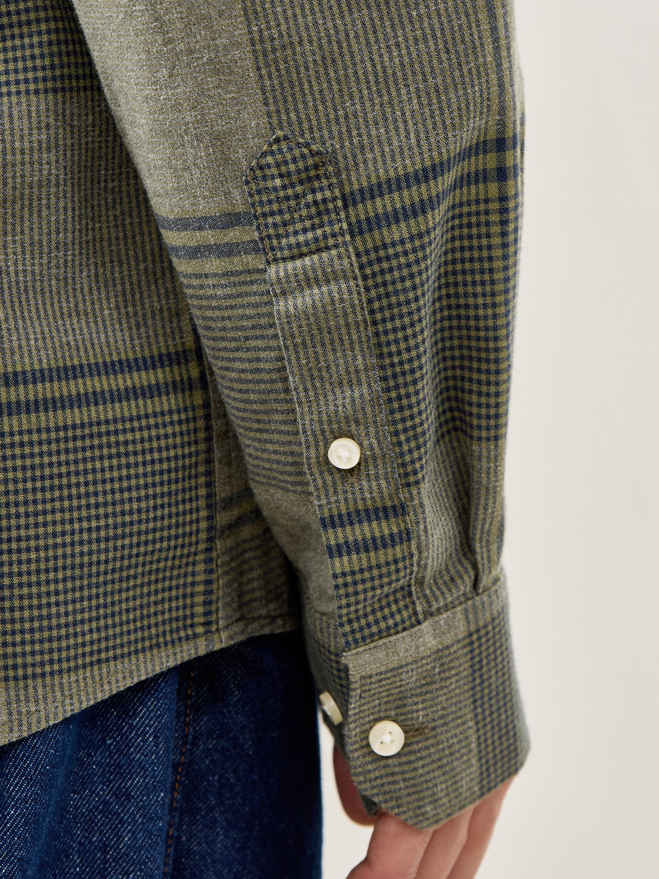 Heaney Checked Tailored Shirt Olive