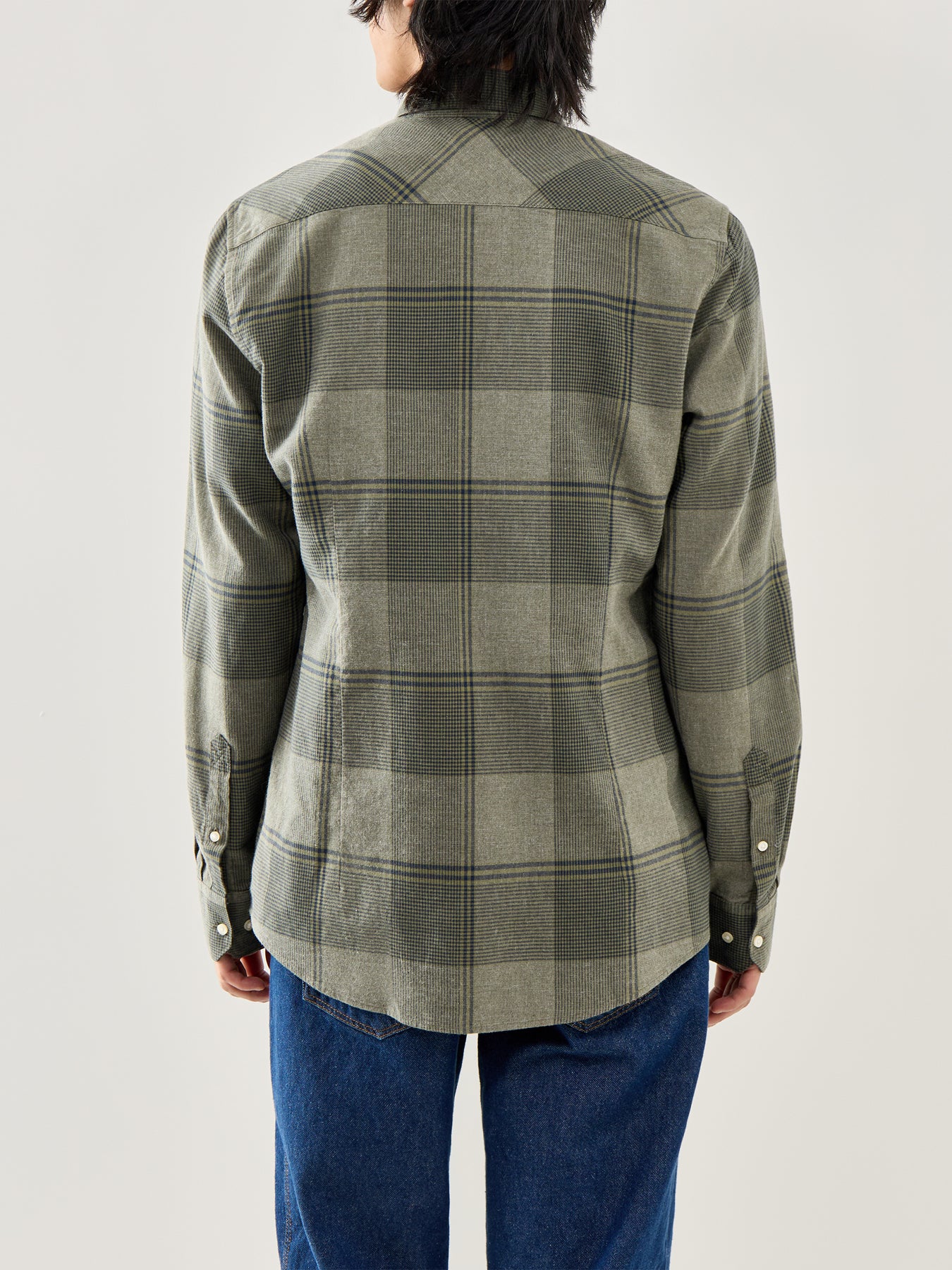 Heaney Checked Tailored Shirt Olive