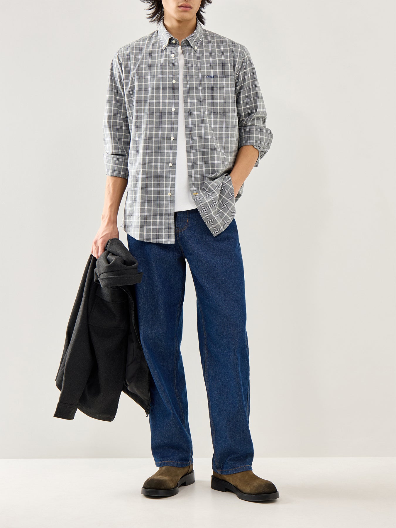 Bramham Checked Tailored Shirt Grey