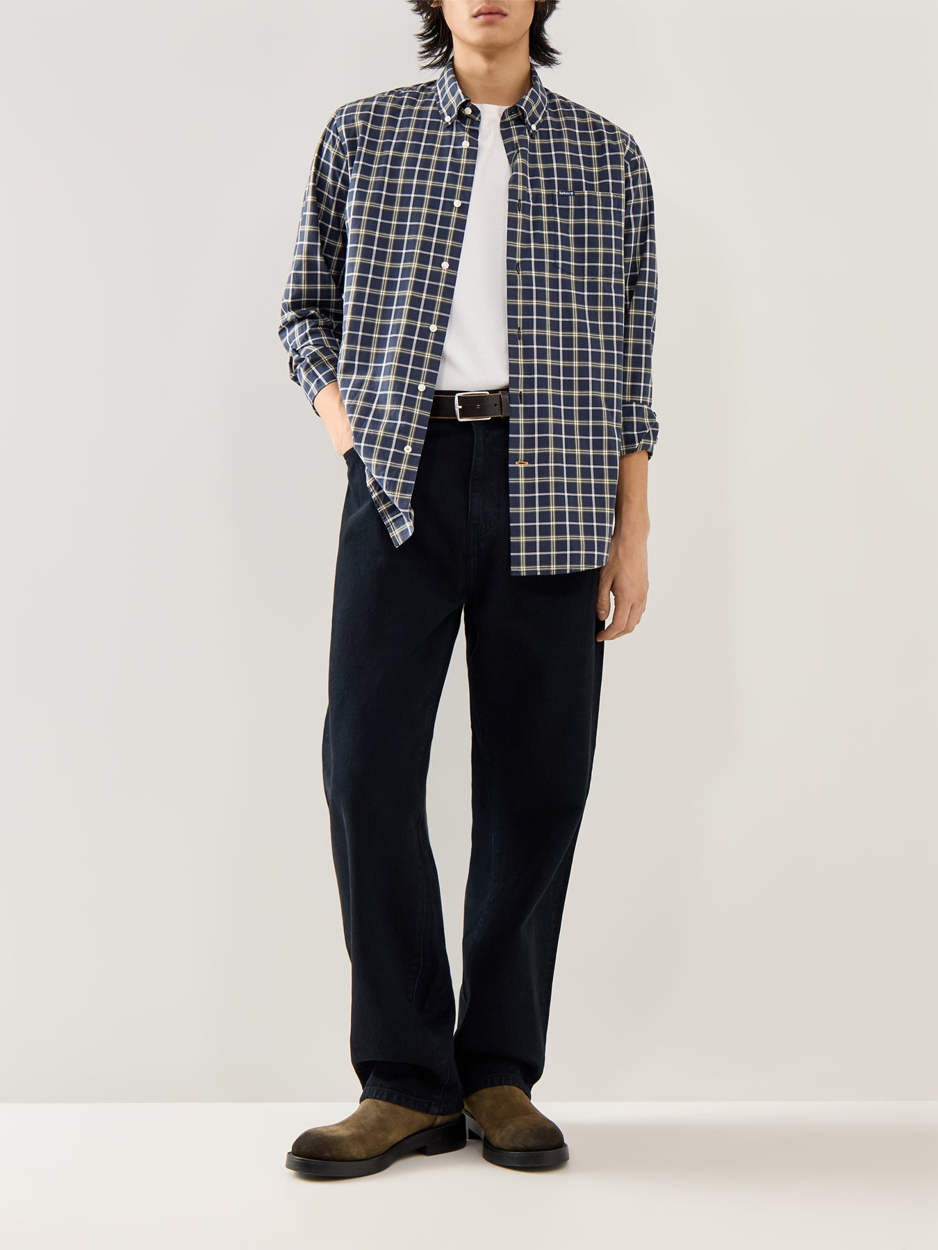 Bramham Checked Tailored Shirt Navy