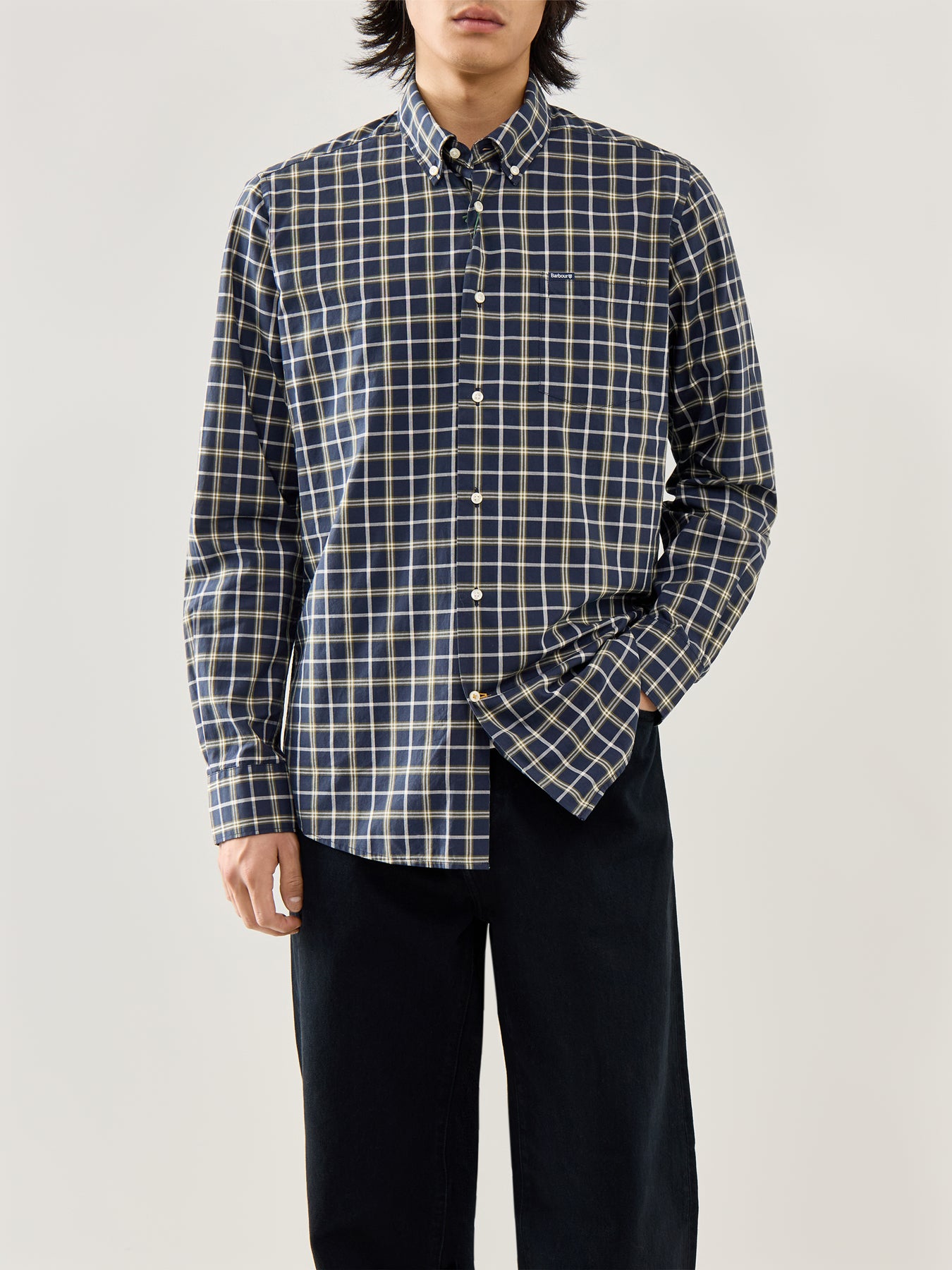 Bramham Checked Tailored Shirt Navy