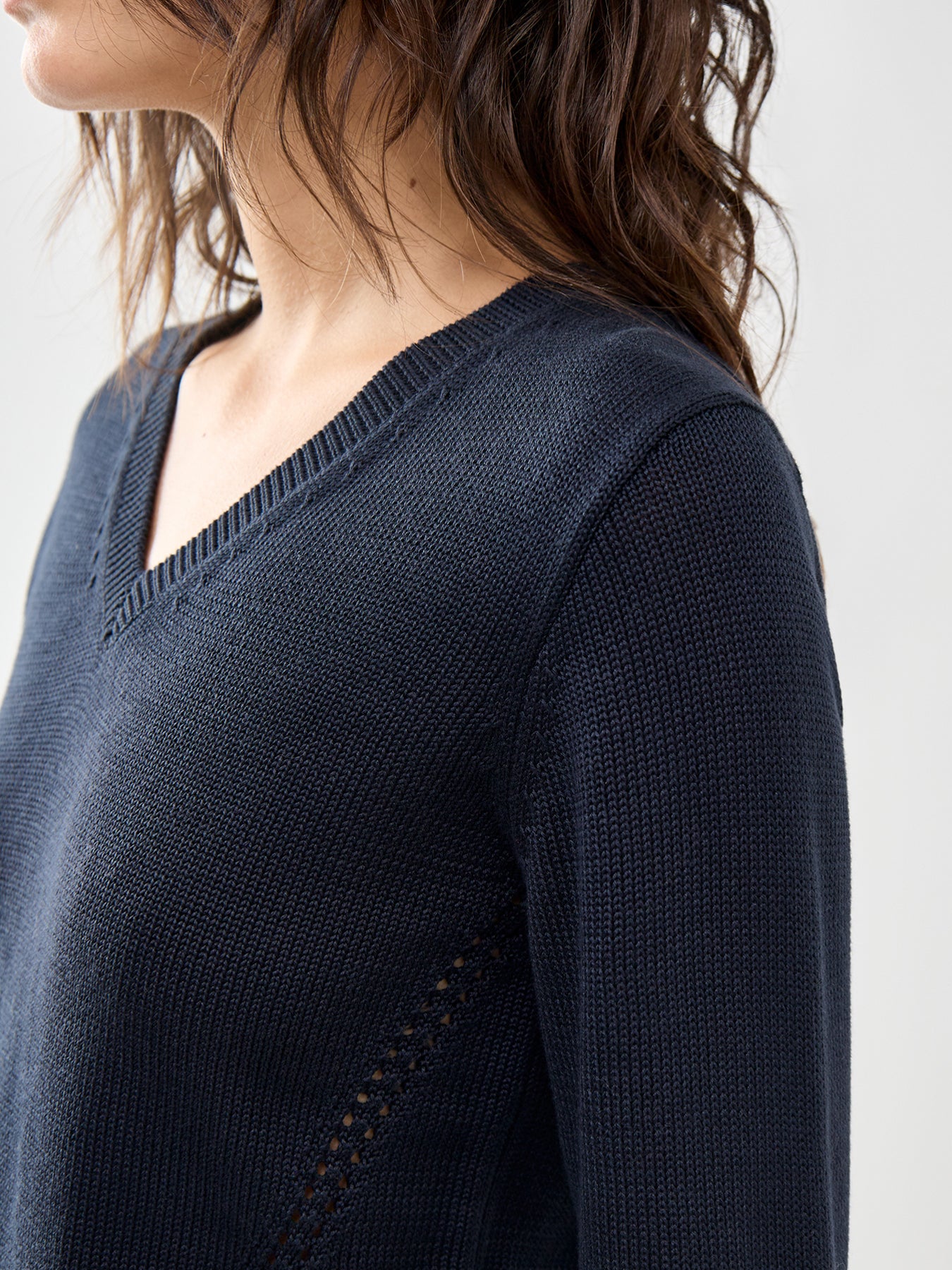 Chiffon V-Neck Jumper Navy