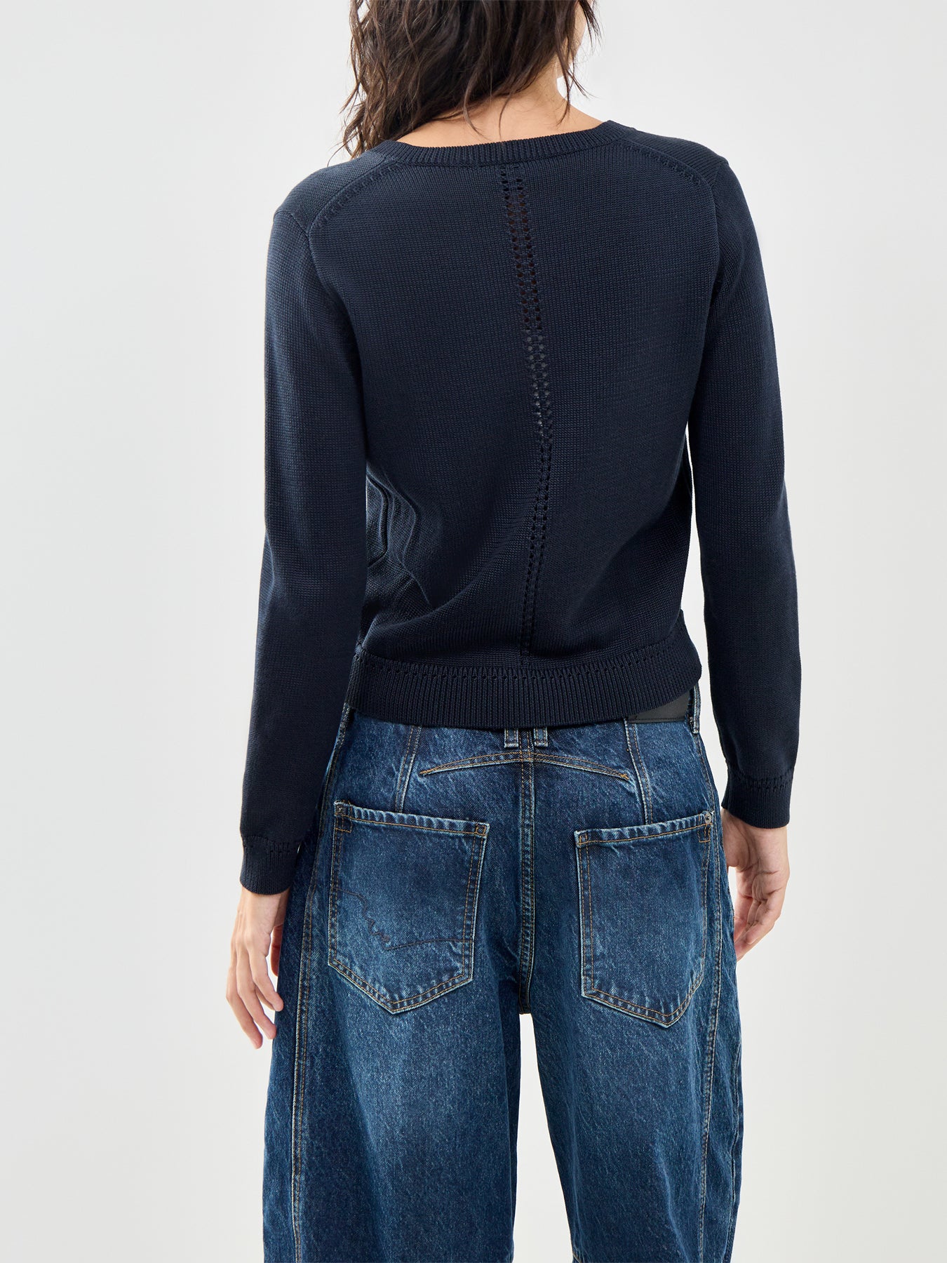 Chiffon V-Neck Jumper Navy