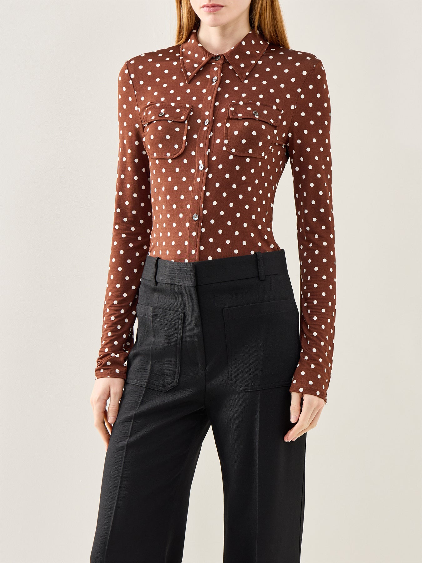 MLS Vinci Button-Neck Sweater Brown