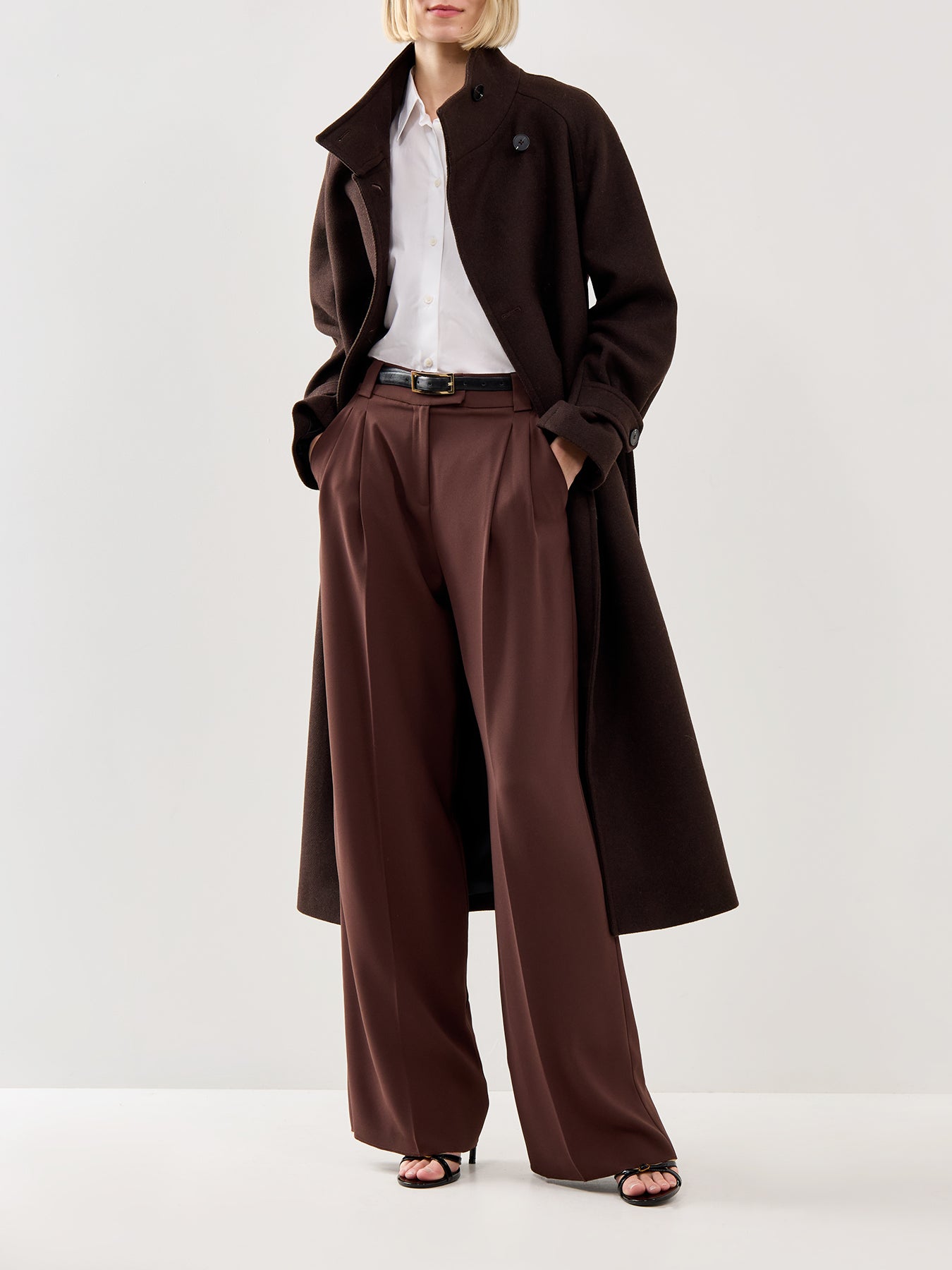 Airone Wide Leg Trousers Brown