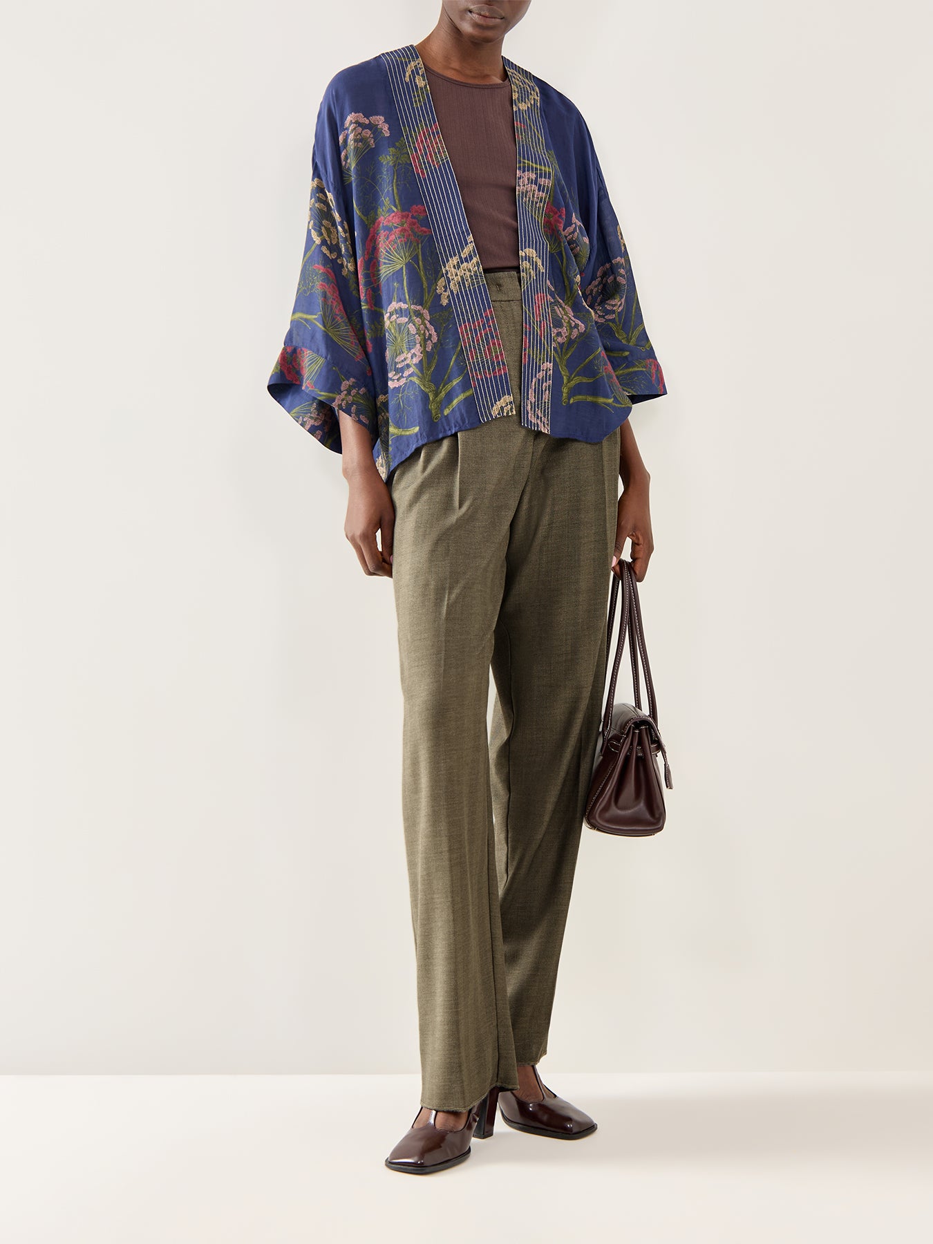 Parsley Seed Short Kimono Blue Print