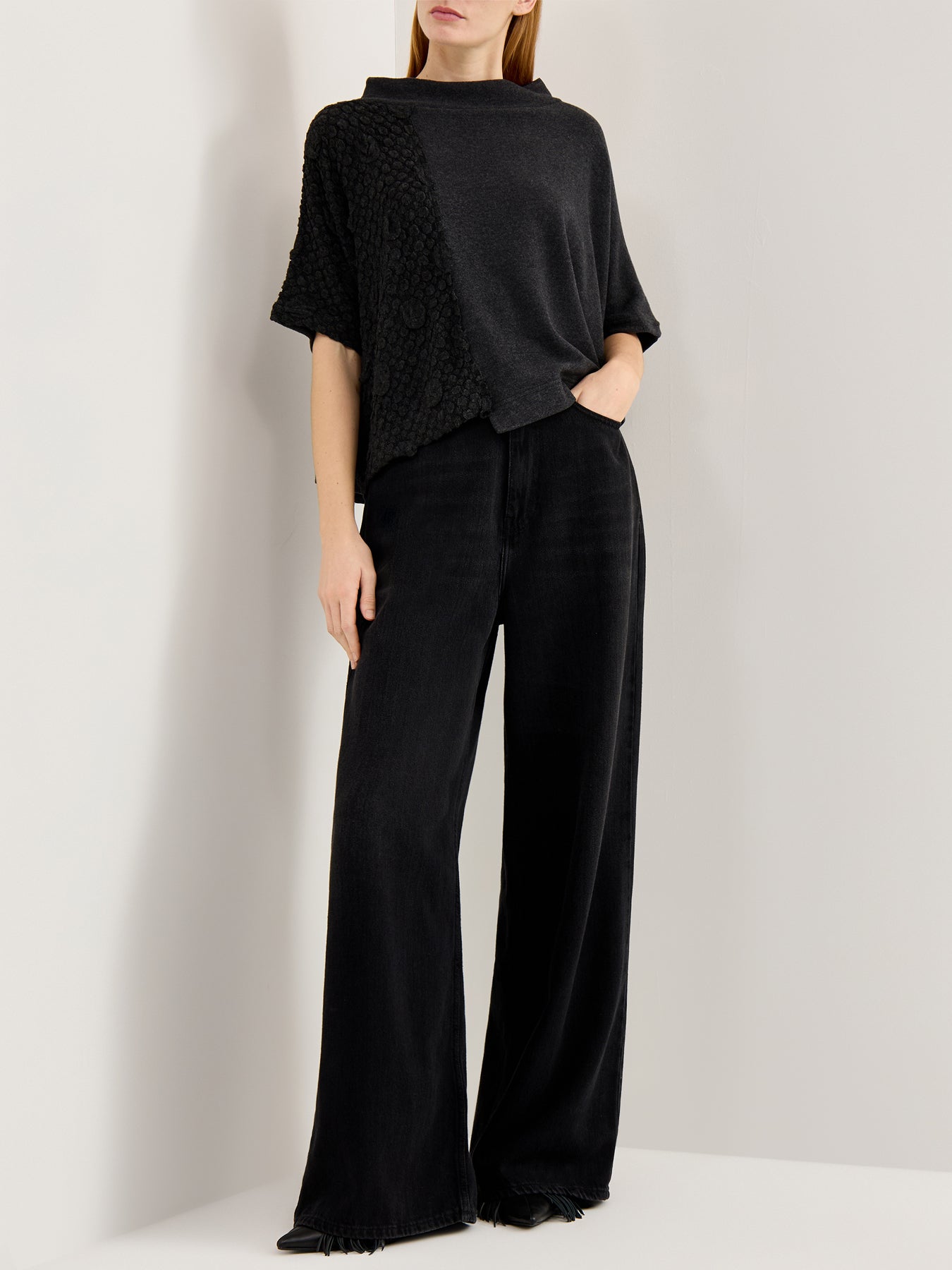 Textured Knit Jumper Charcoal