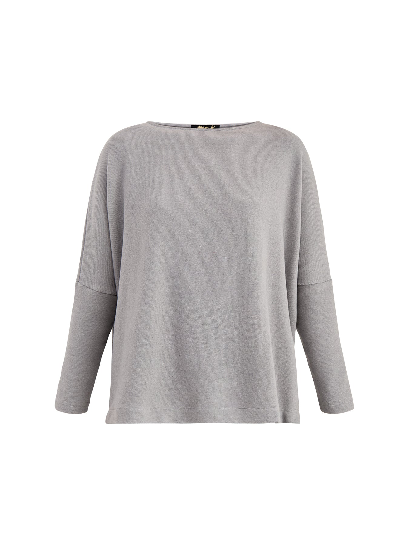 Boat Neck Knit Top Light Grey