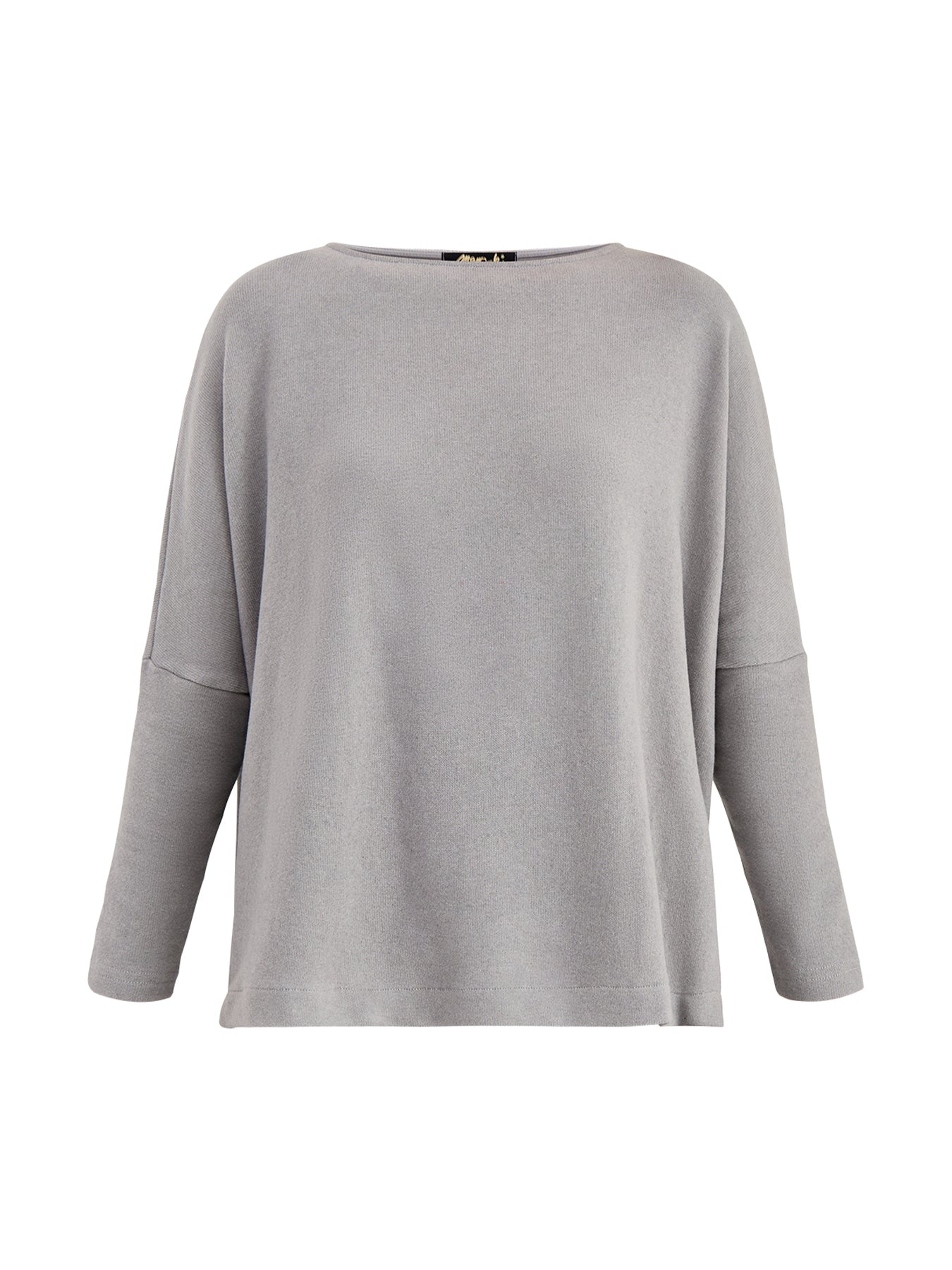Boat Neck Knit Top Light Grey
