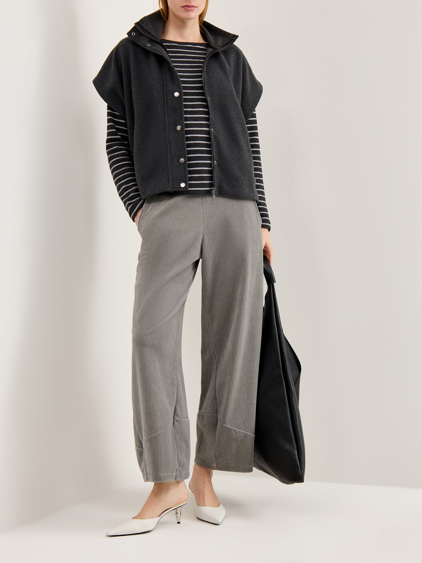 Jumbo Cord Wide Leg Trousers Light Grey