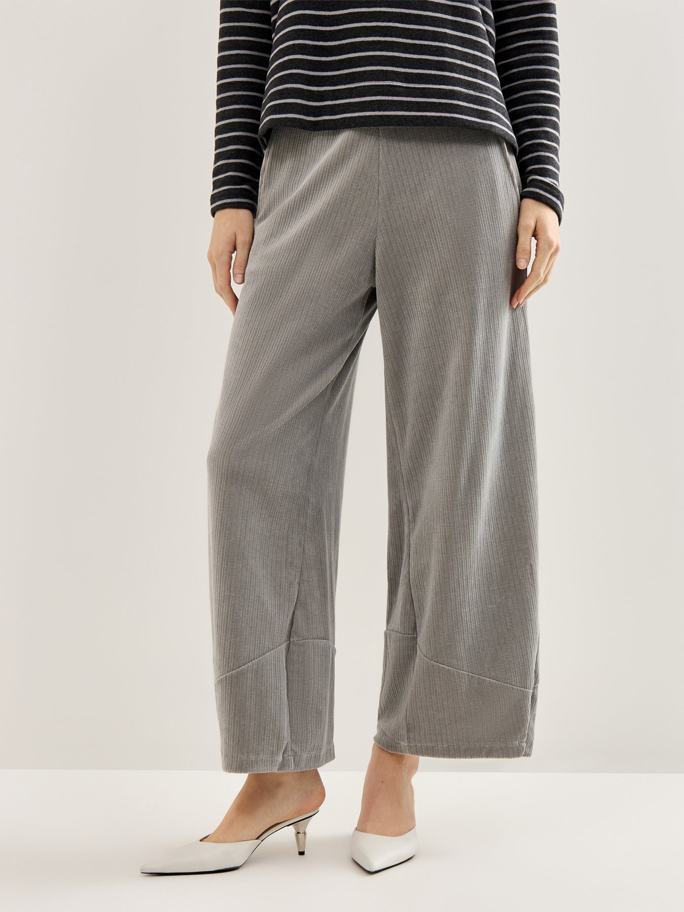 Jumbo Cord Wide Leg Trousers Light Grey