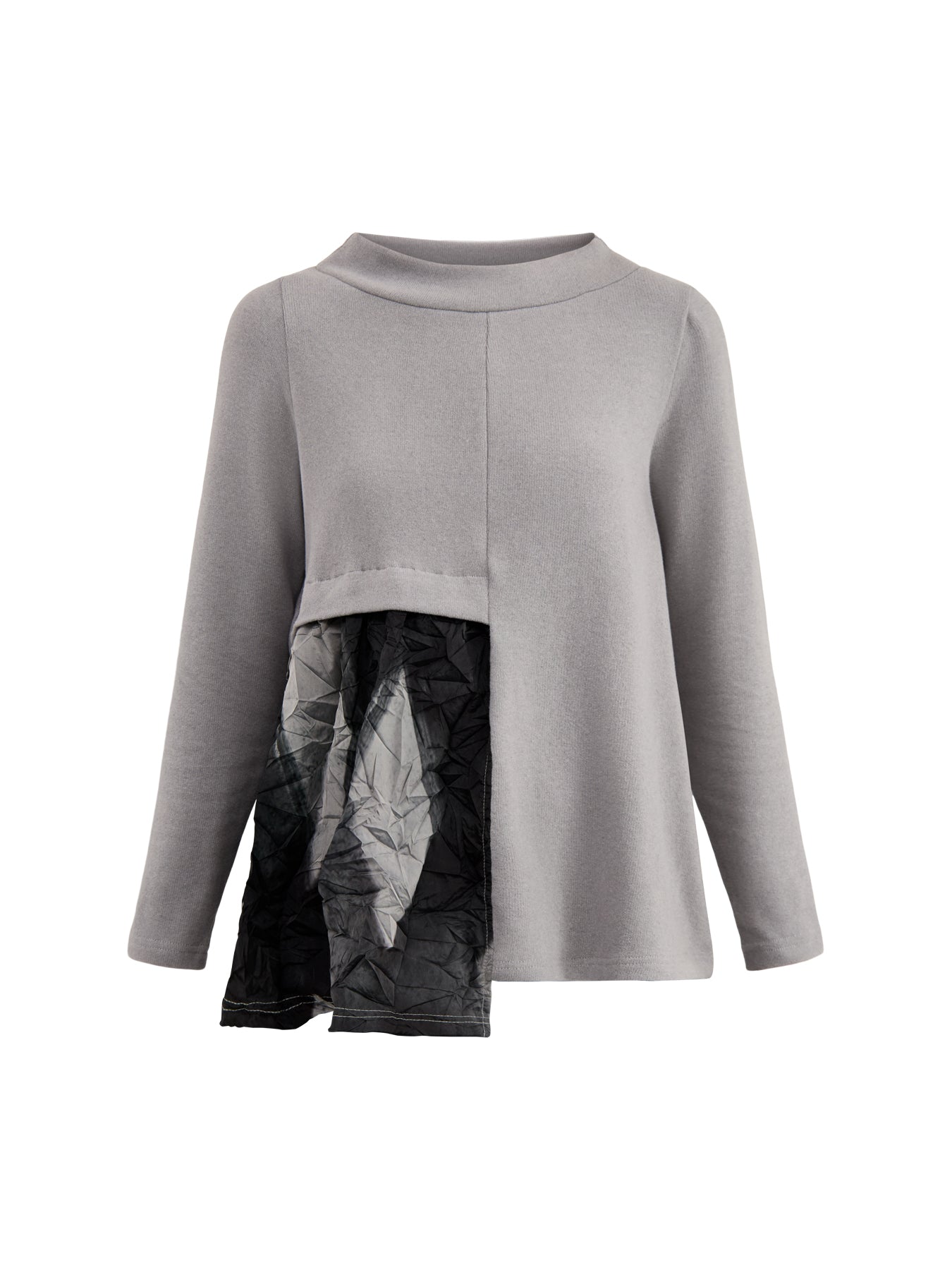 Textured Boat Neck Knit Top Grey