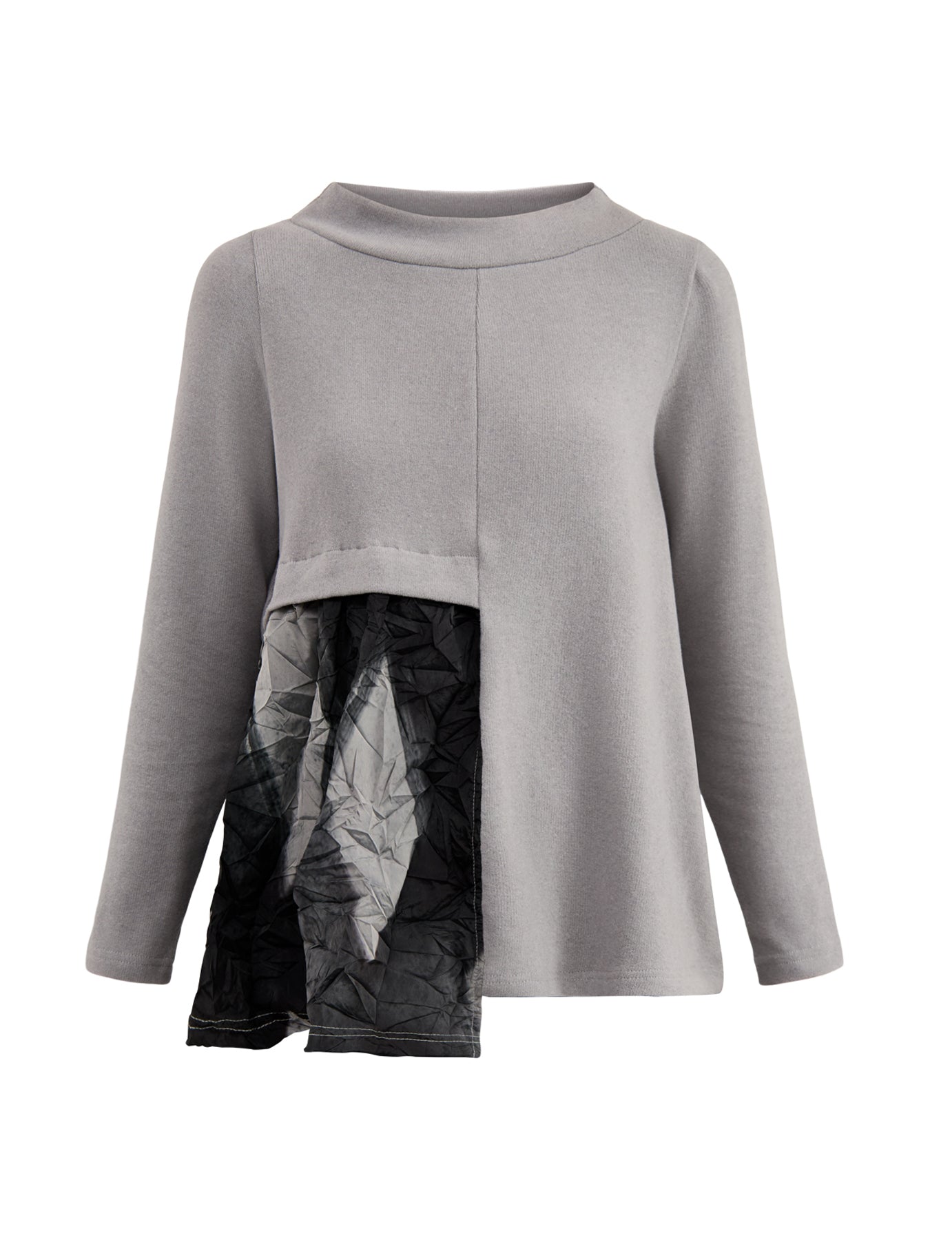 Textured Boat Neck Knit Top Grey