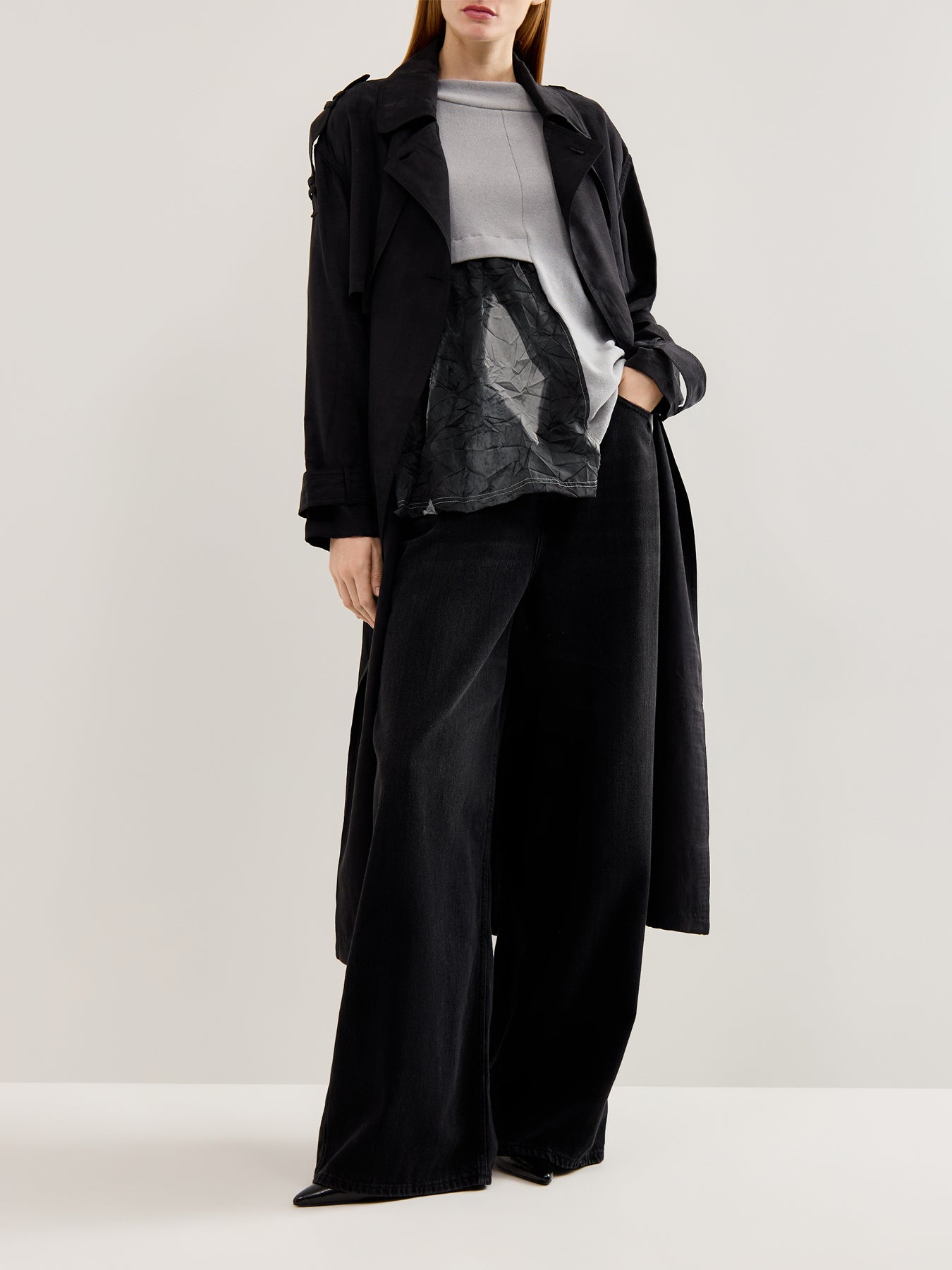 Textured Boat Neck Knit Top Grey