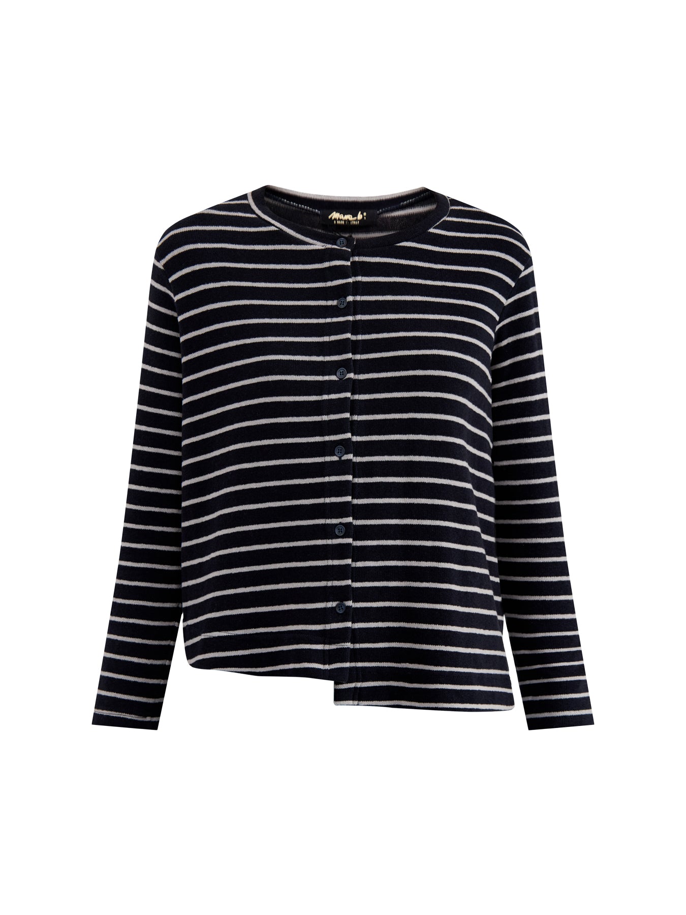 Asymmetric Stripe Cardigan Navy