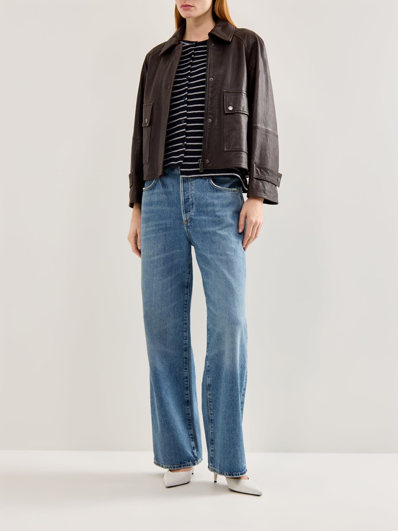 Asymmetric Stripe Cardigan Navy