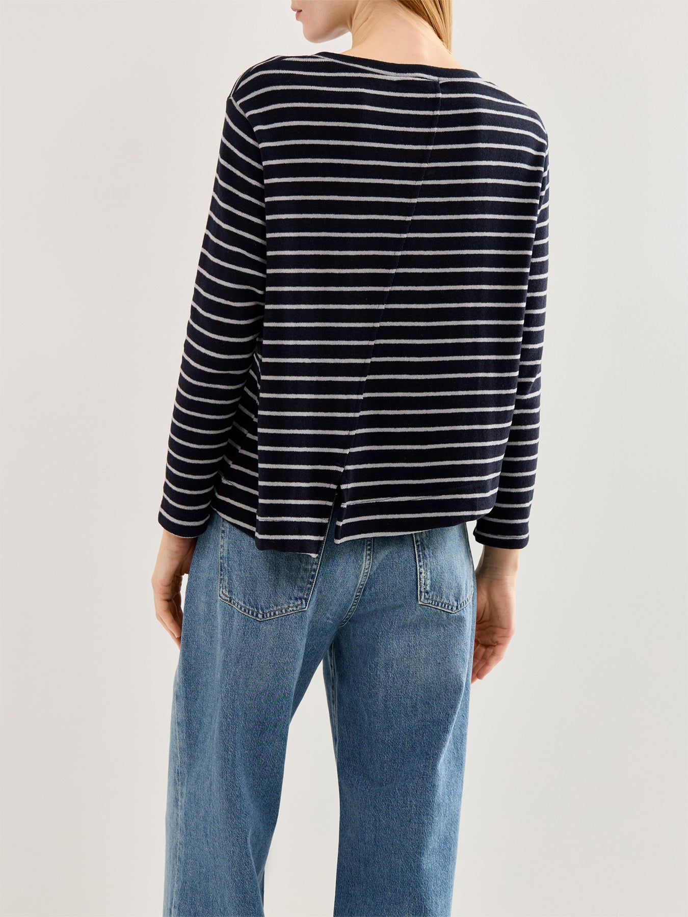Asymmetric Stripe Cardigan Navy
