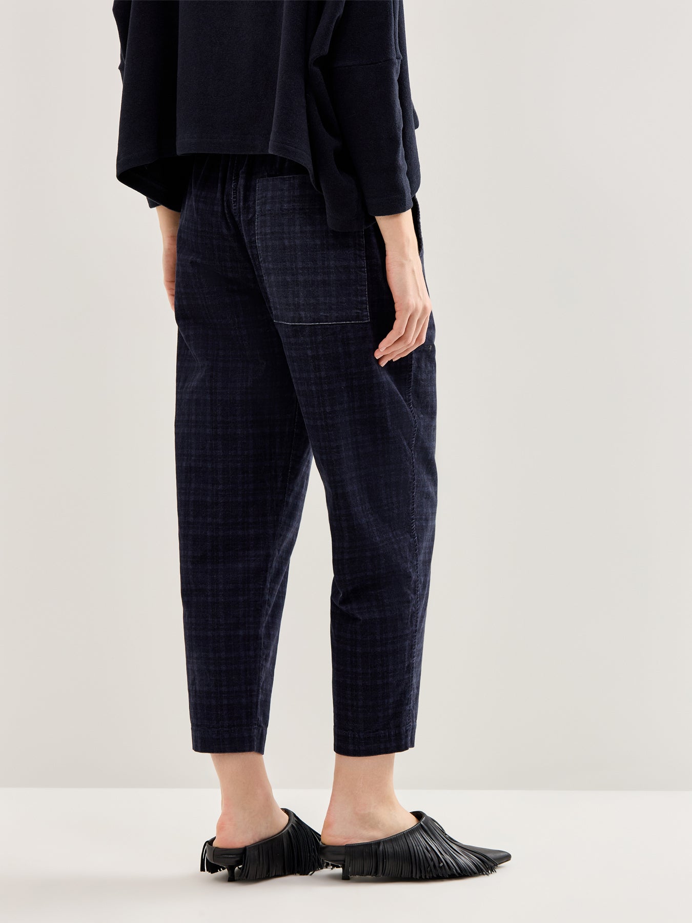 Velvet Check Trousers Dark Grey
