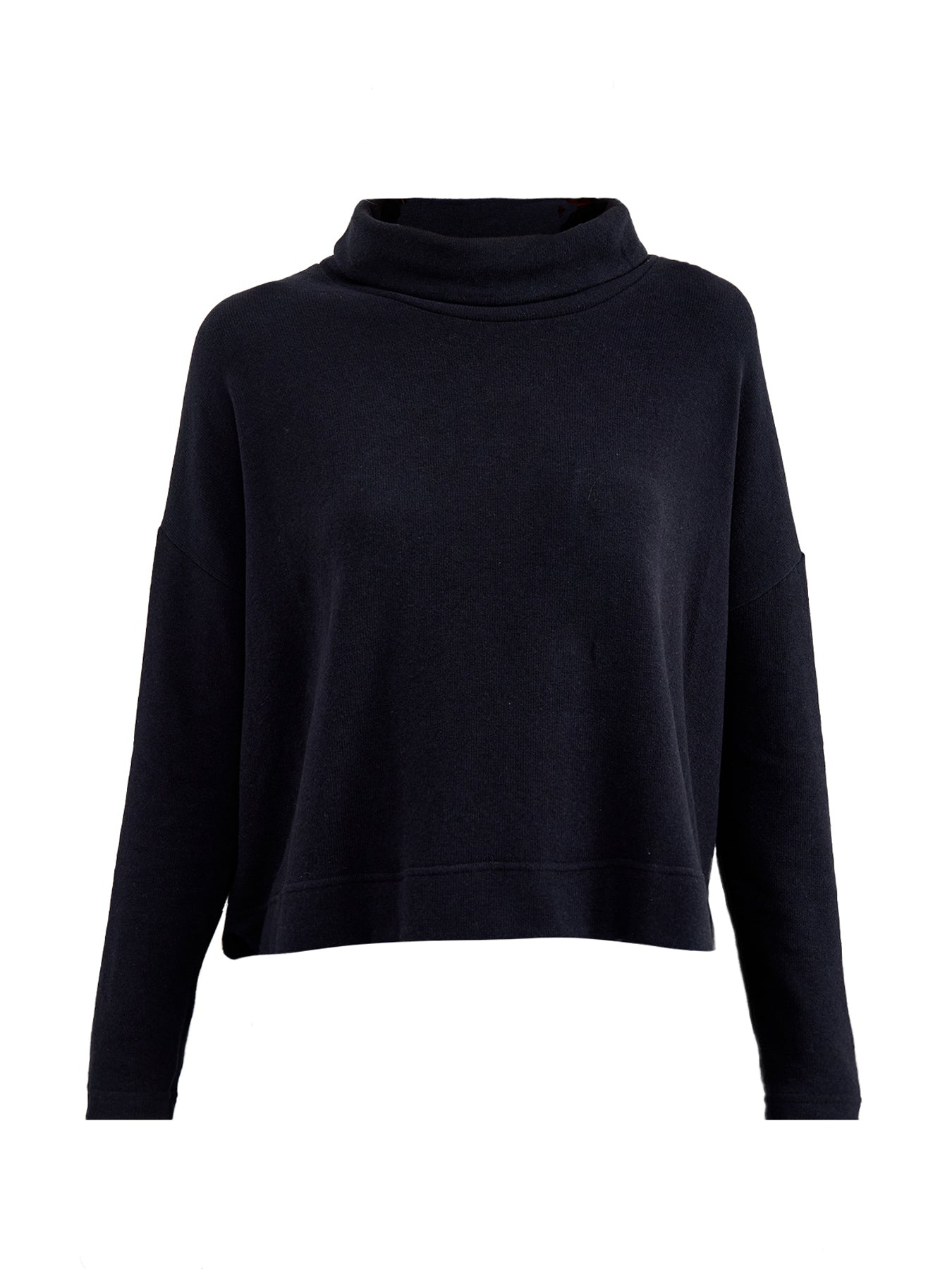 Roll Neck Asymmetric Hem Knit Navy