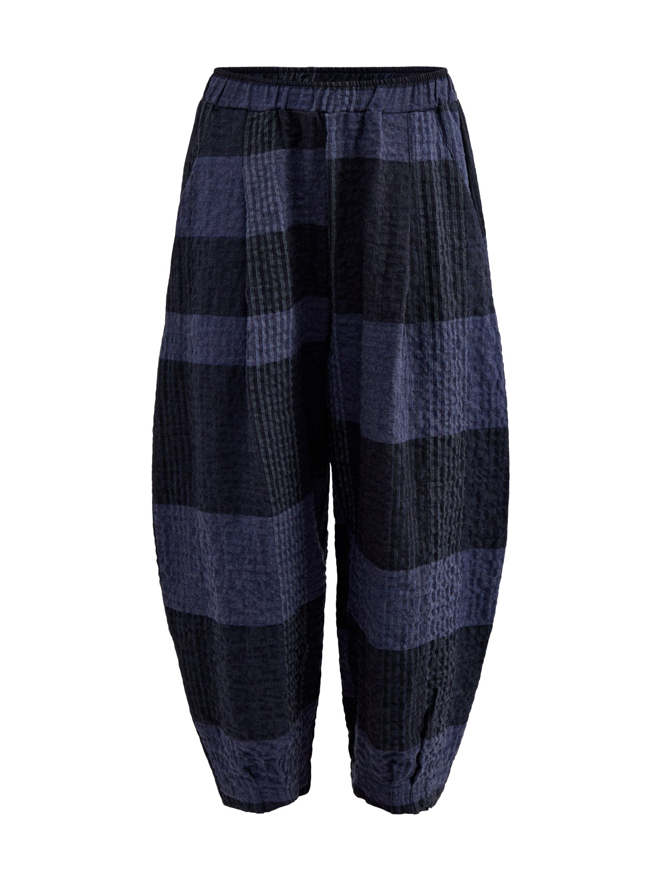 Check Barrel Leg Trousers Grey