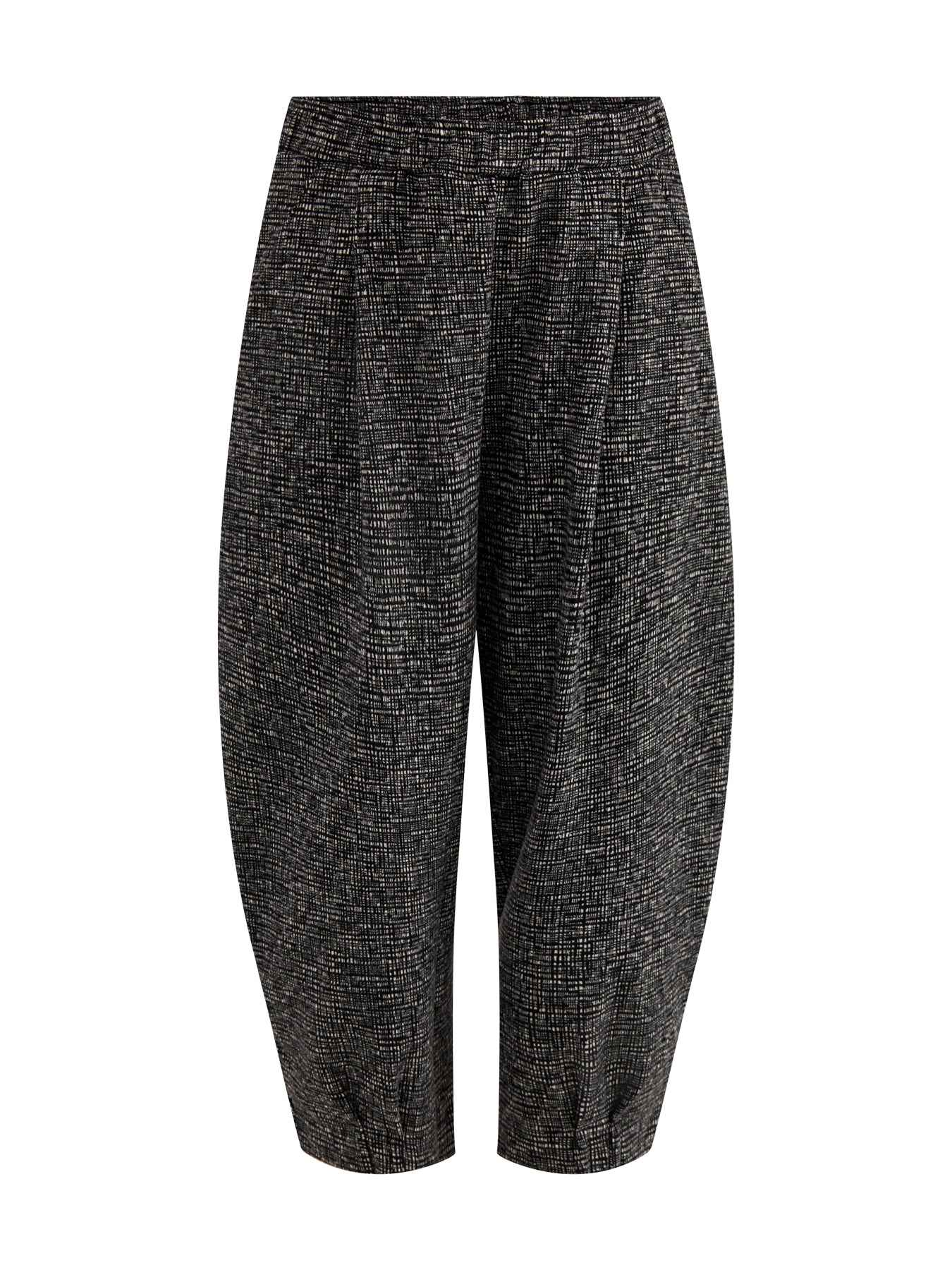 Textured Barrel Leg Trousers Black