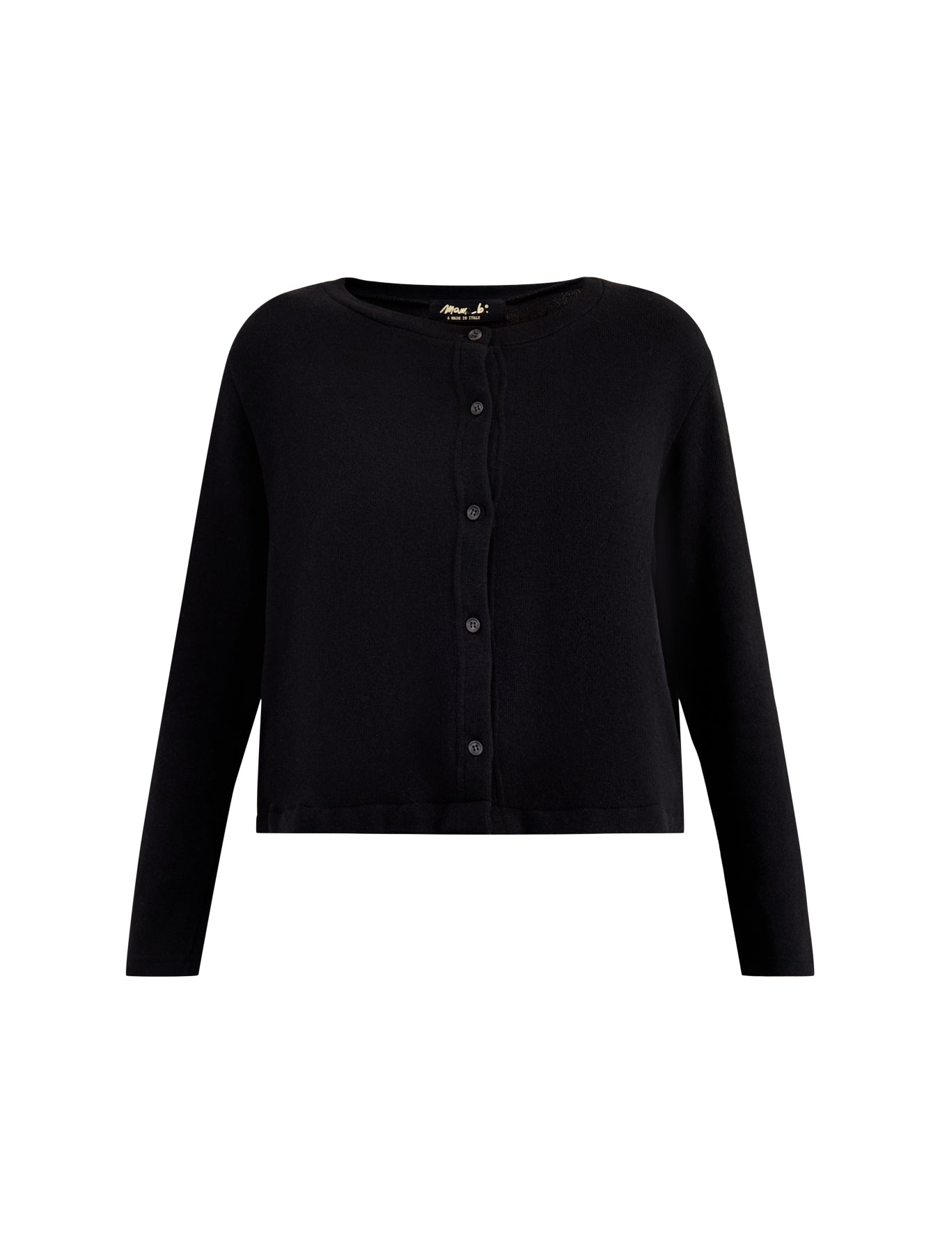 Button Through Cardigan with Taffeta Trim Black