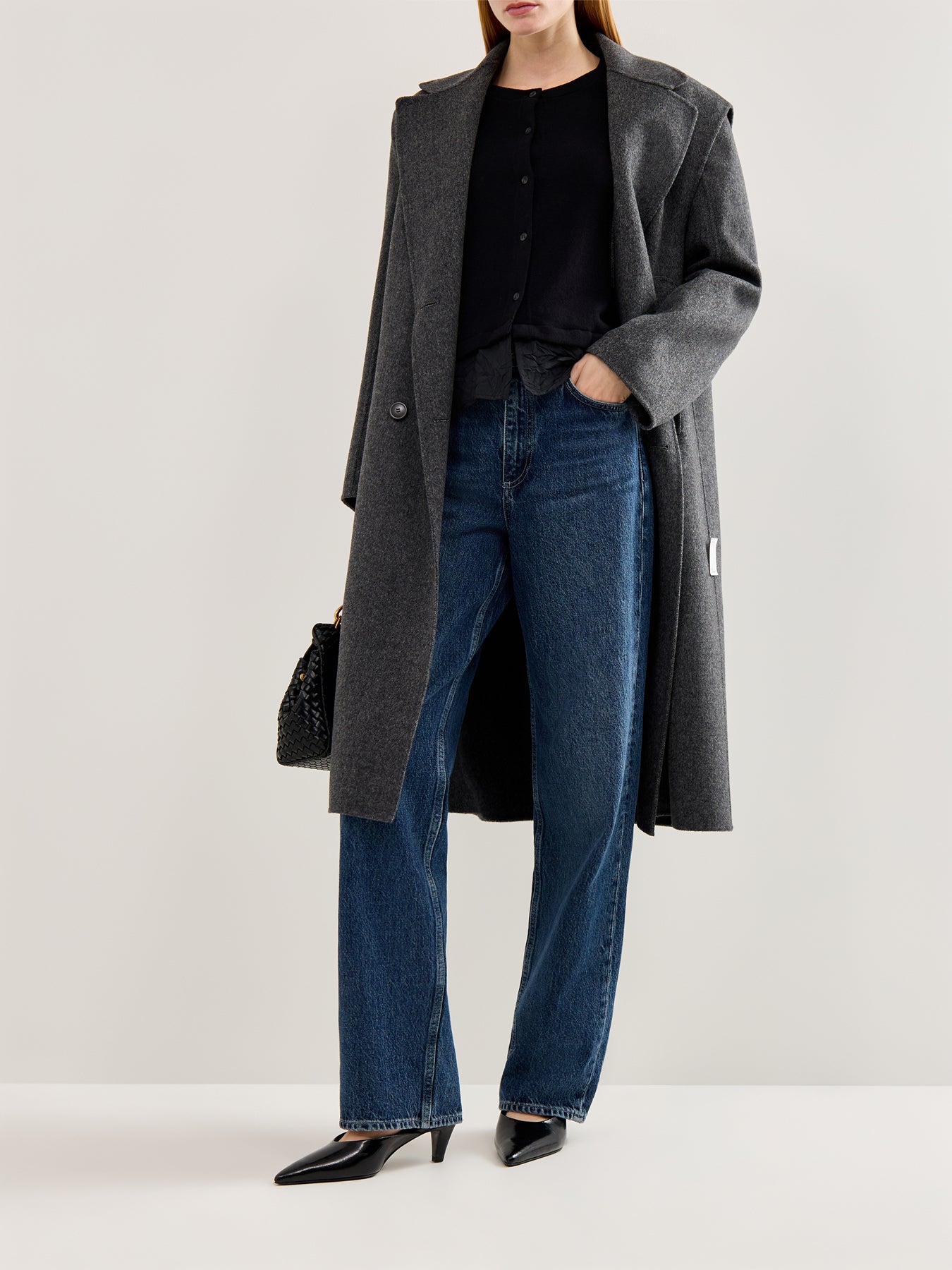 Button Through Cardigan with Taffeta Trim Black