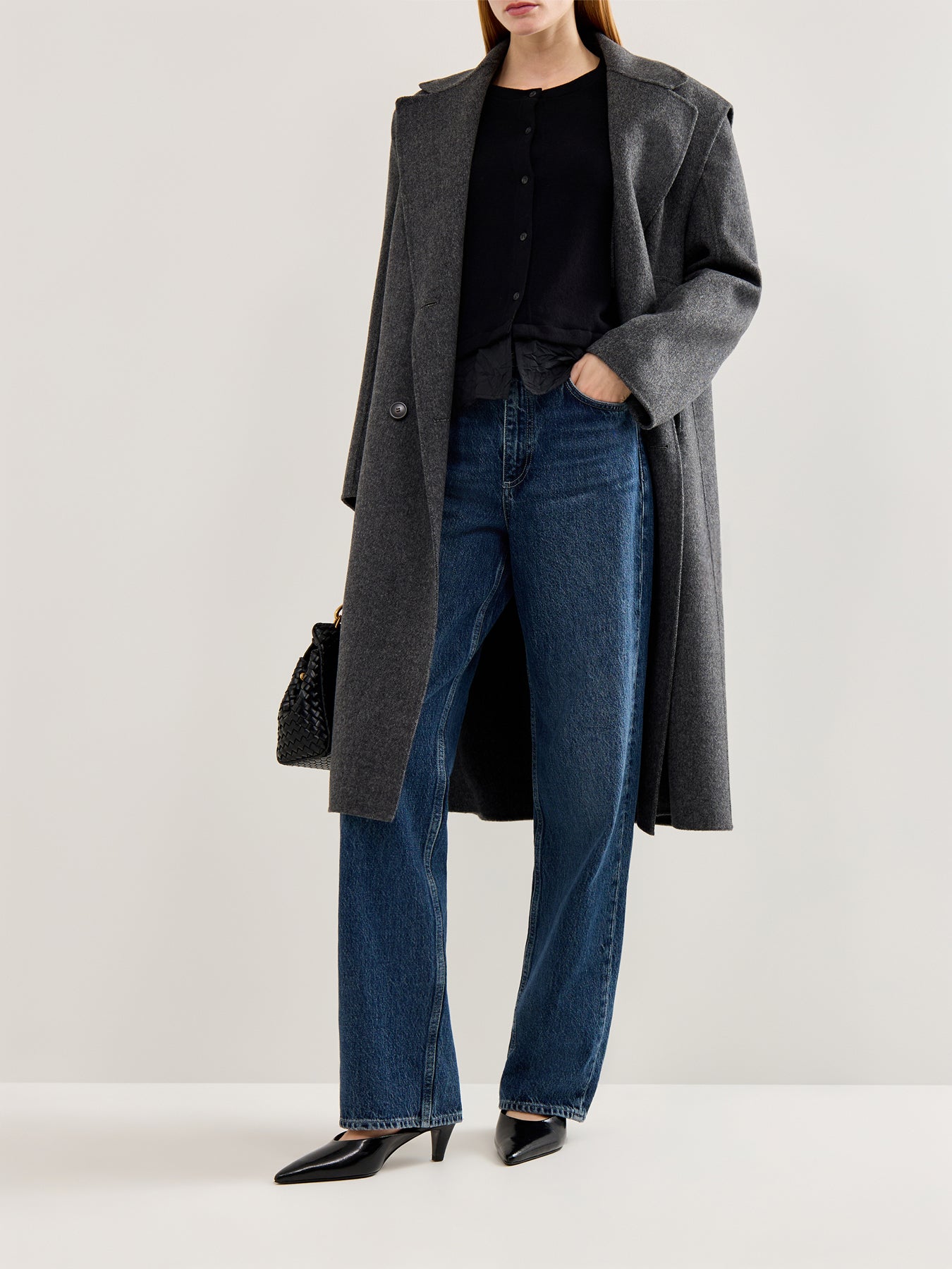 Button Through Cardigan with Taffeta Trim Black