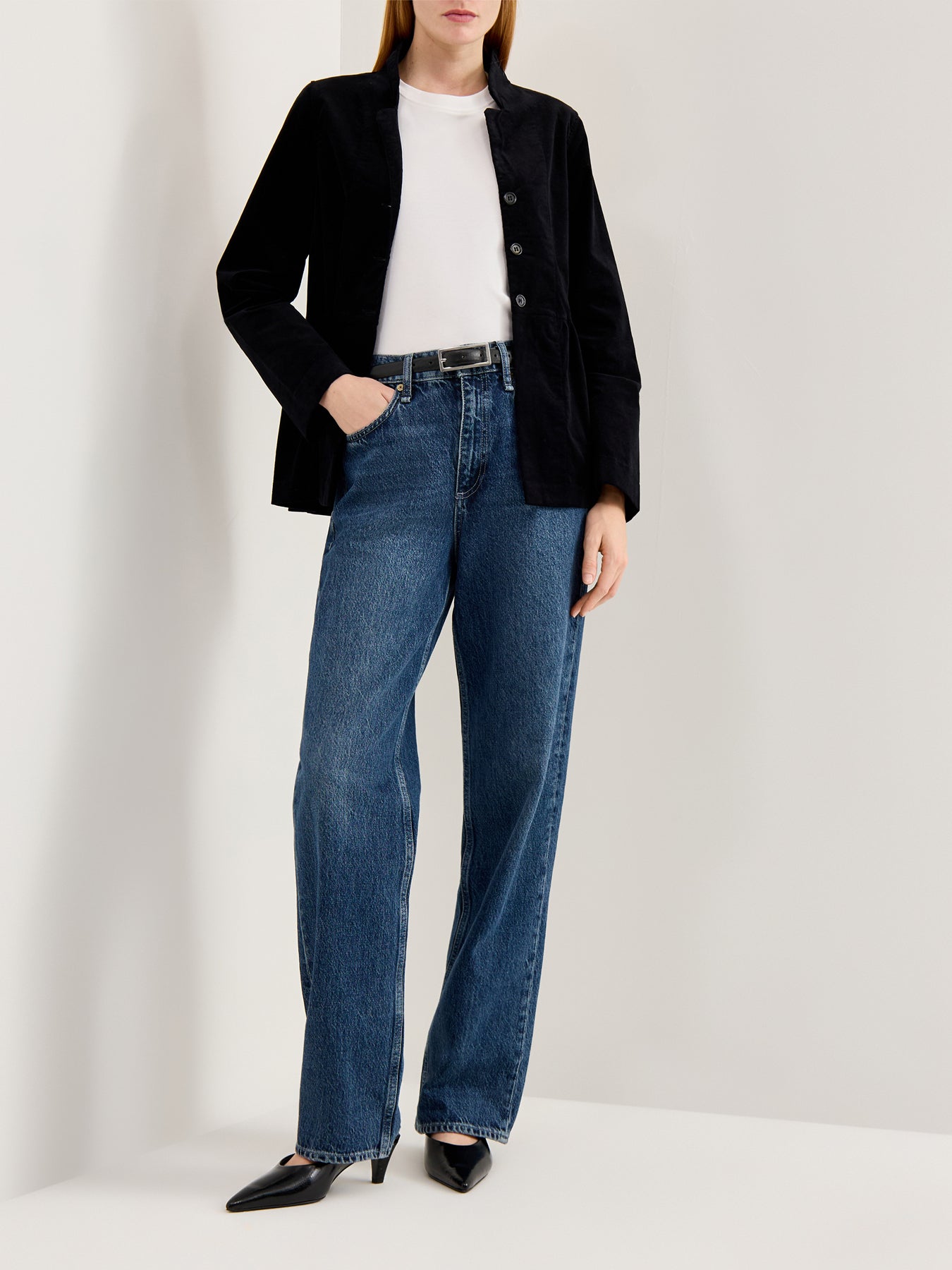 Velvet Peplum Blazer Black