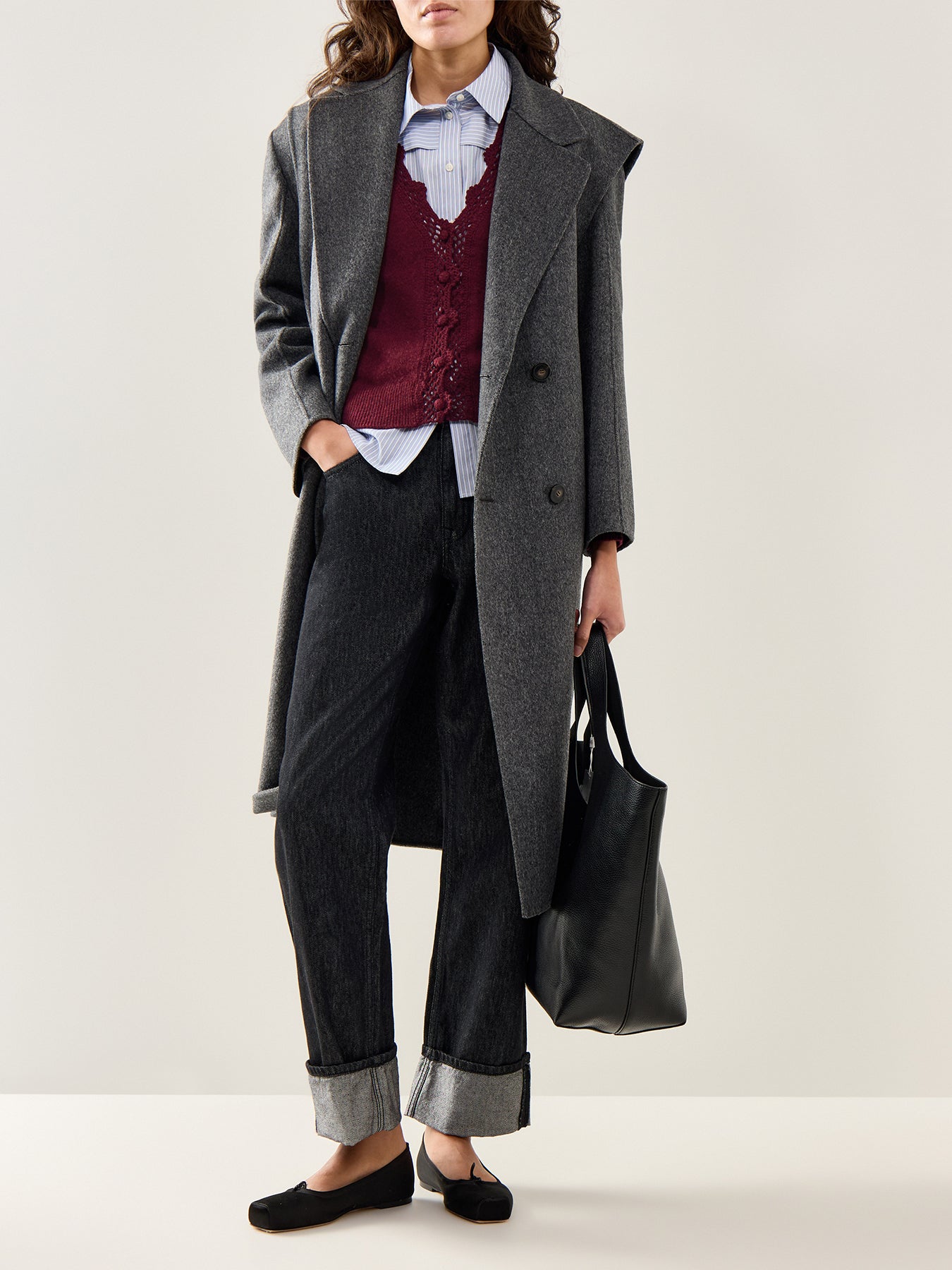 Crochet Trim Cardigan Burgundy