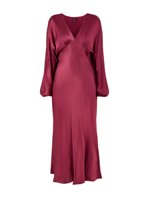 Allura Satin Midi Dress Red
