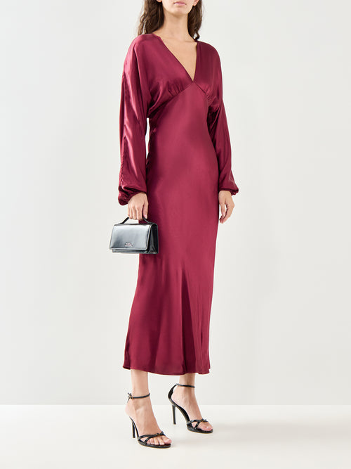Allura Satin Midi Dress Red