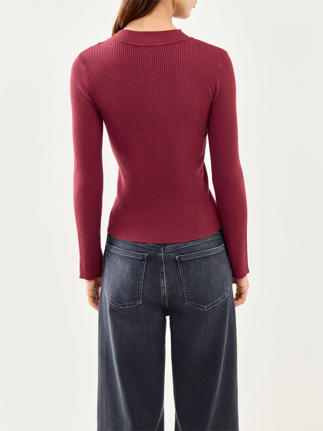 Side Neck Button Nightwear Top Burgundy