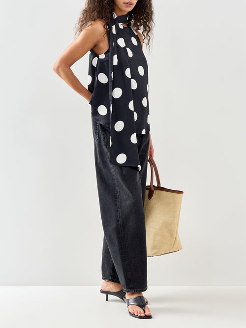 Scarf Detail Tank Top Navy