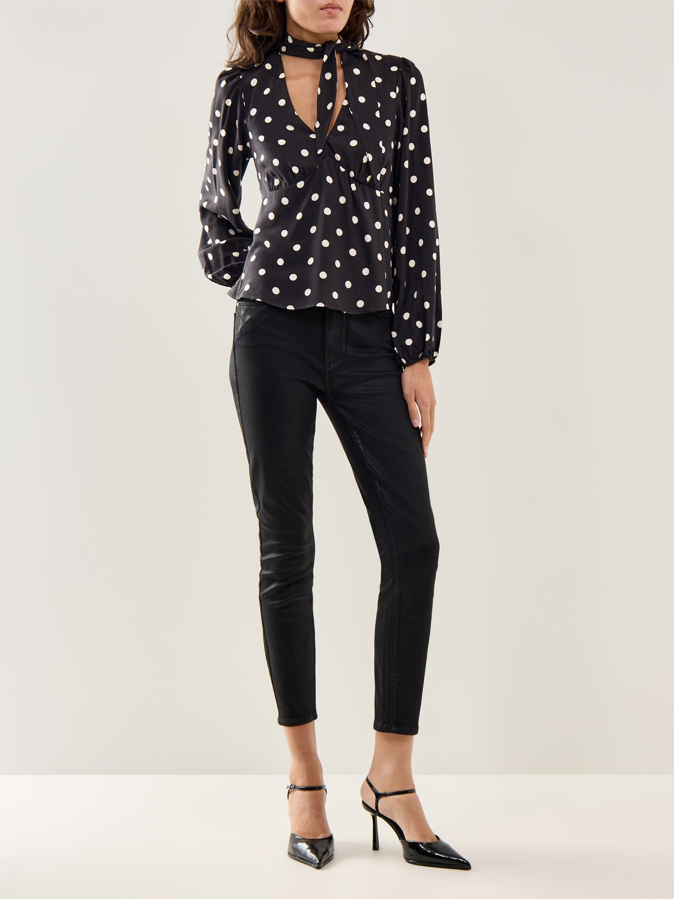 Neck Tie Detail Blouse Navy