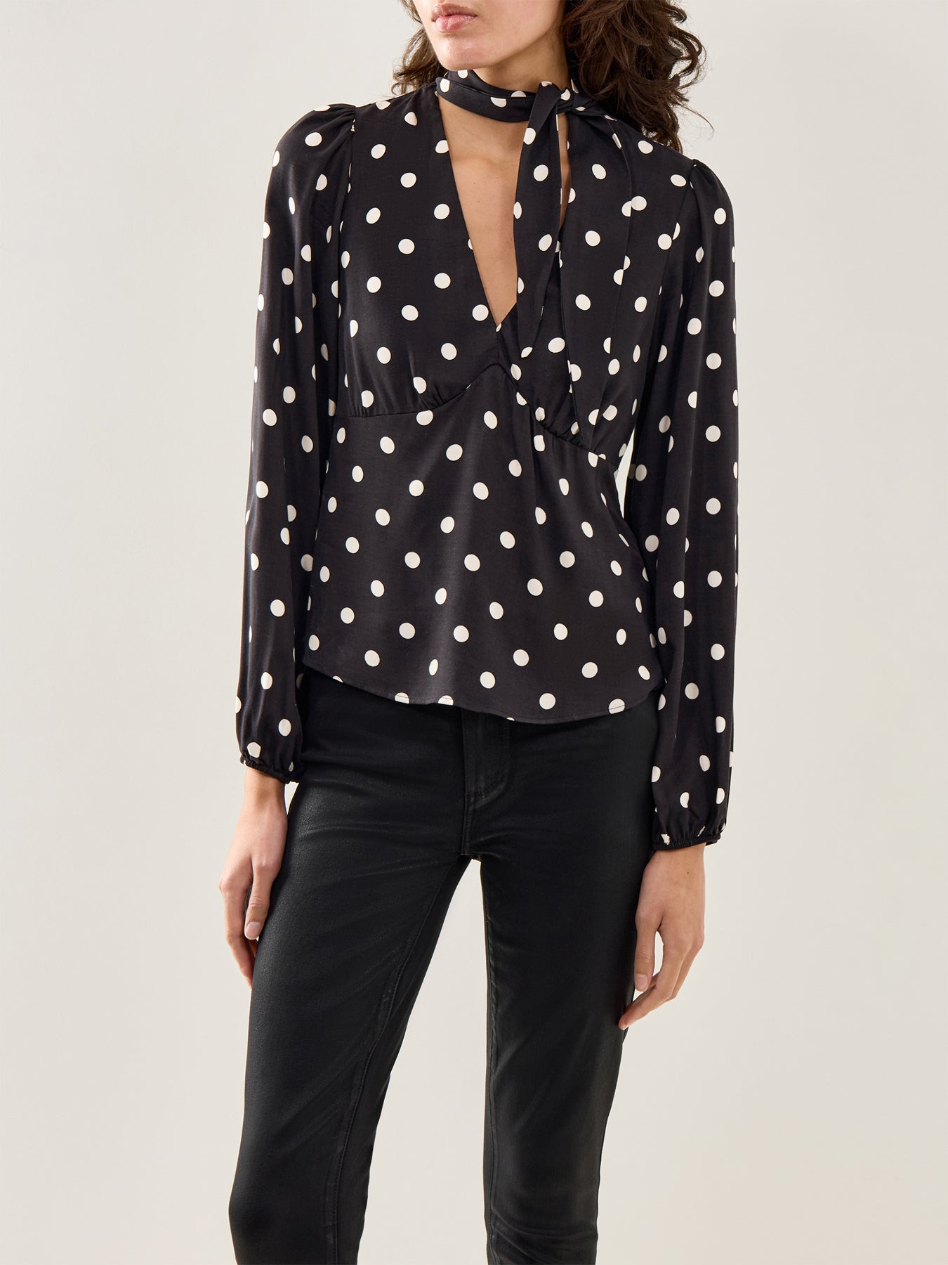 Neck Tie Detail Blouse Navy