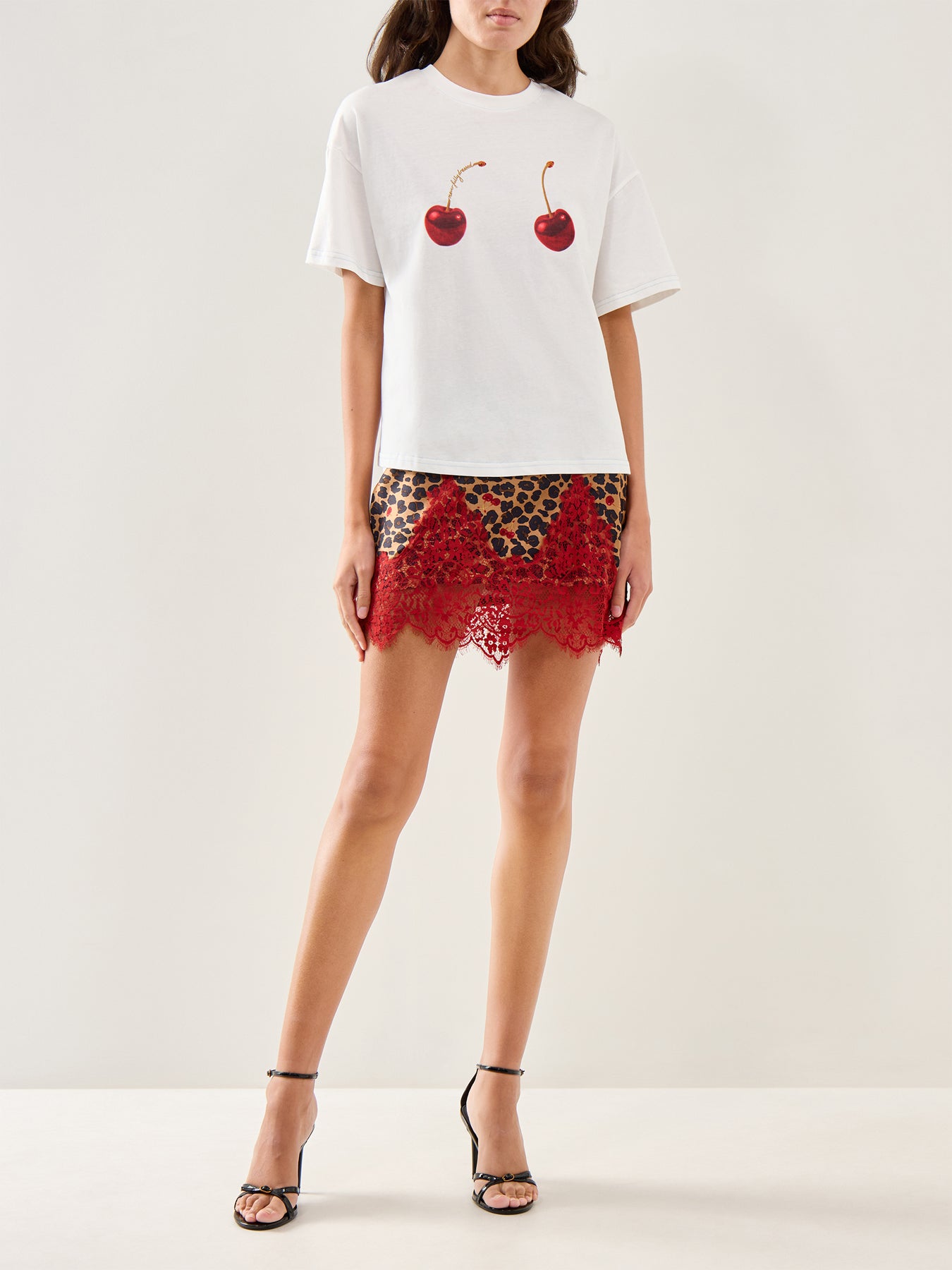 Cherry Graphic Cotton T-Shirt White