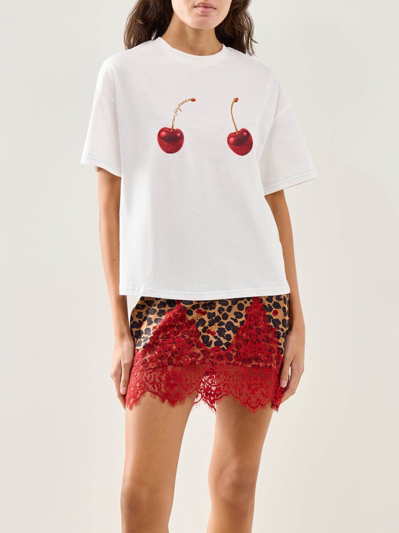 Cherry Graphic Cotton T-Shirt White