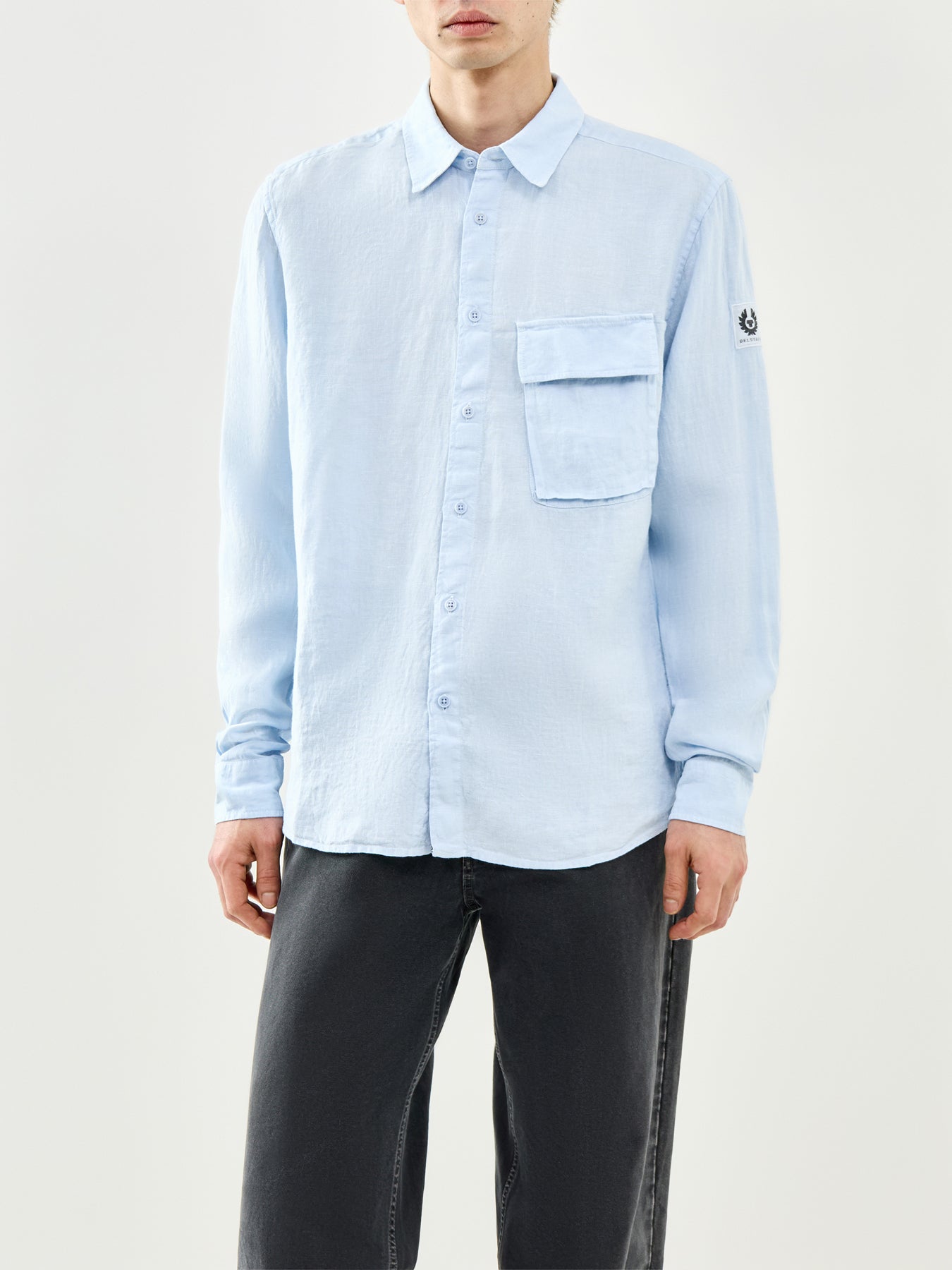 Belstaff Scale Linen Shirt Sky Blue