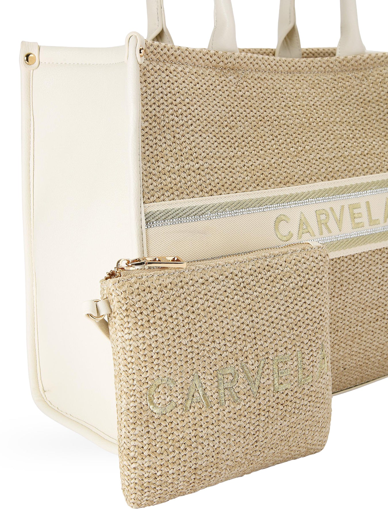 Beach Glam Tote Bag Beige Combination