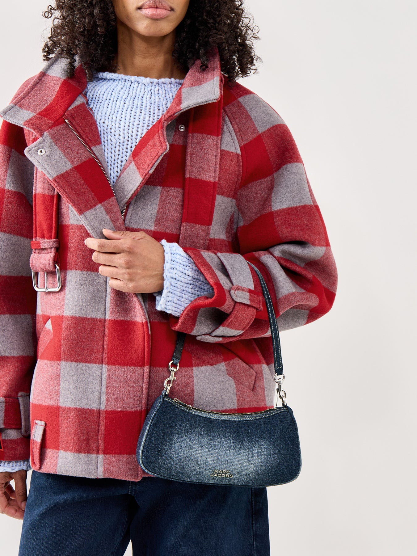 Denim Charm Shoulder Bag Blue