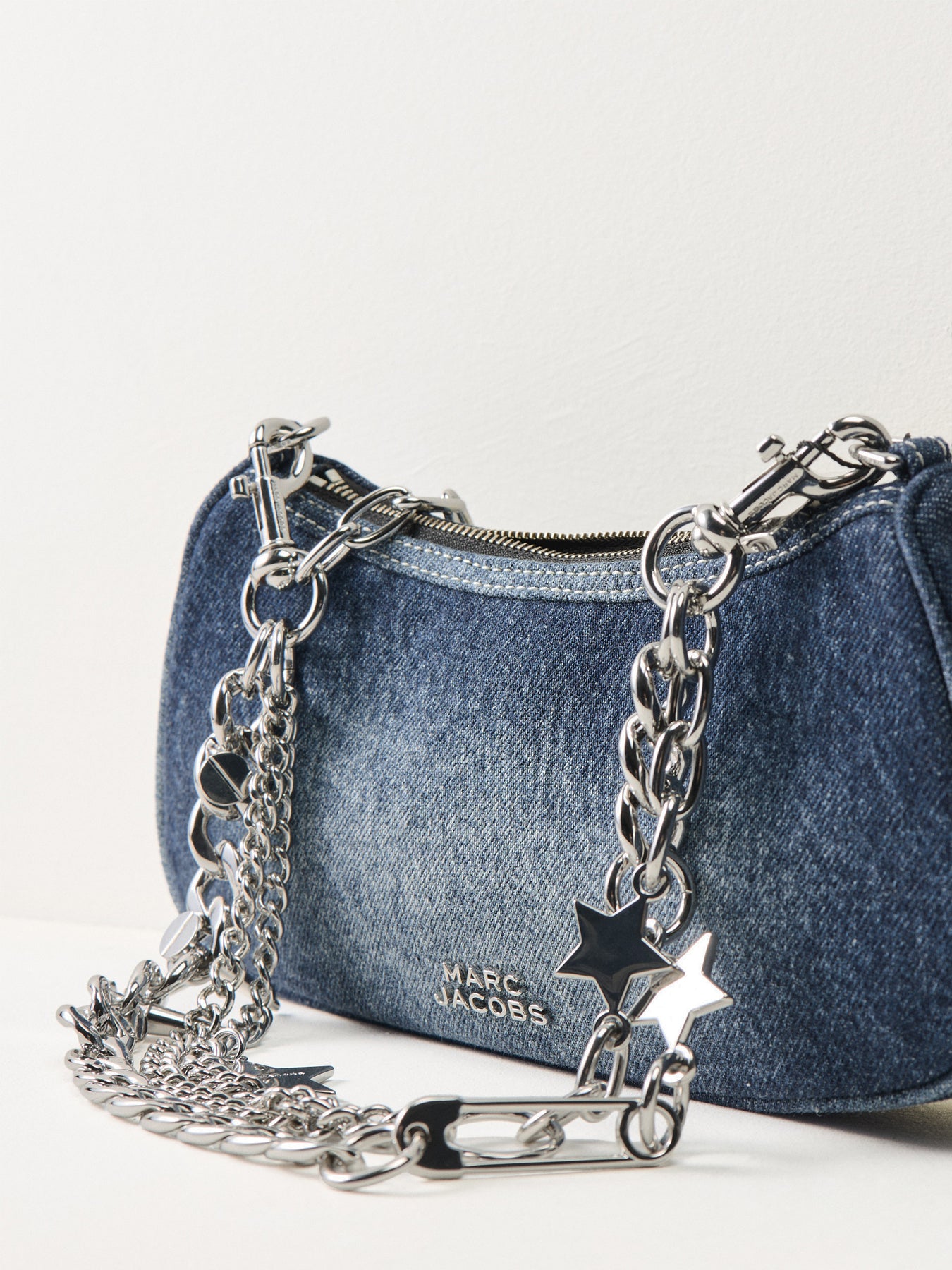 Denim Charm Shoulder Bag Blue