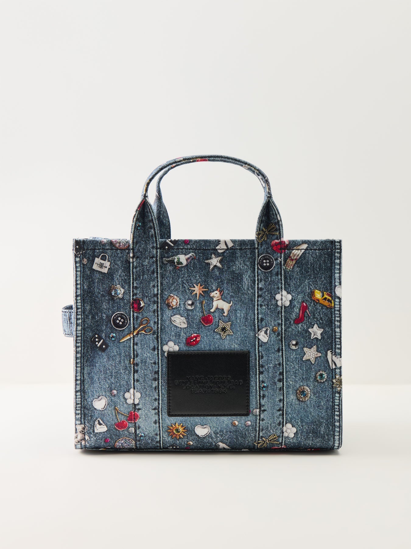 Trompe L’Oeil Trinket Canvas Medium Tote Bag Blue
