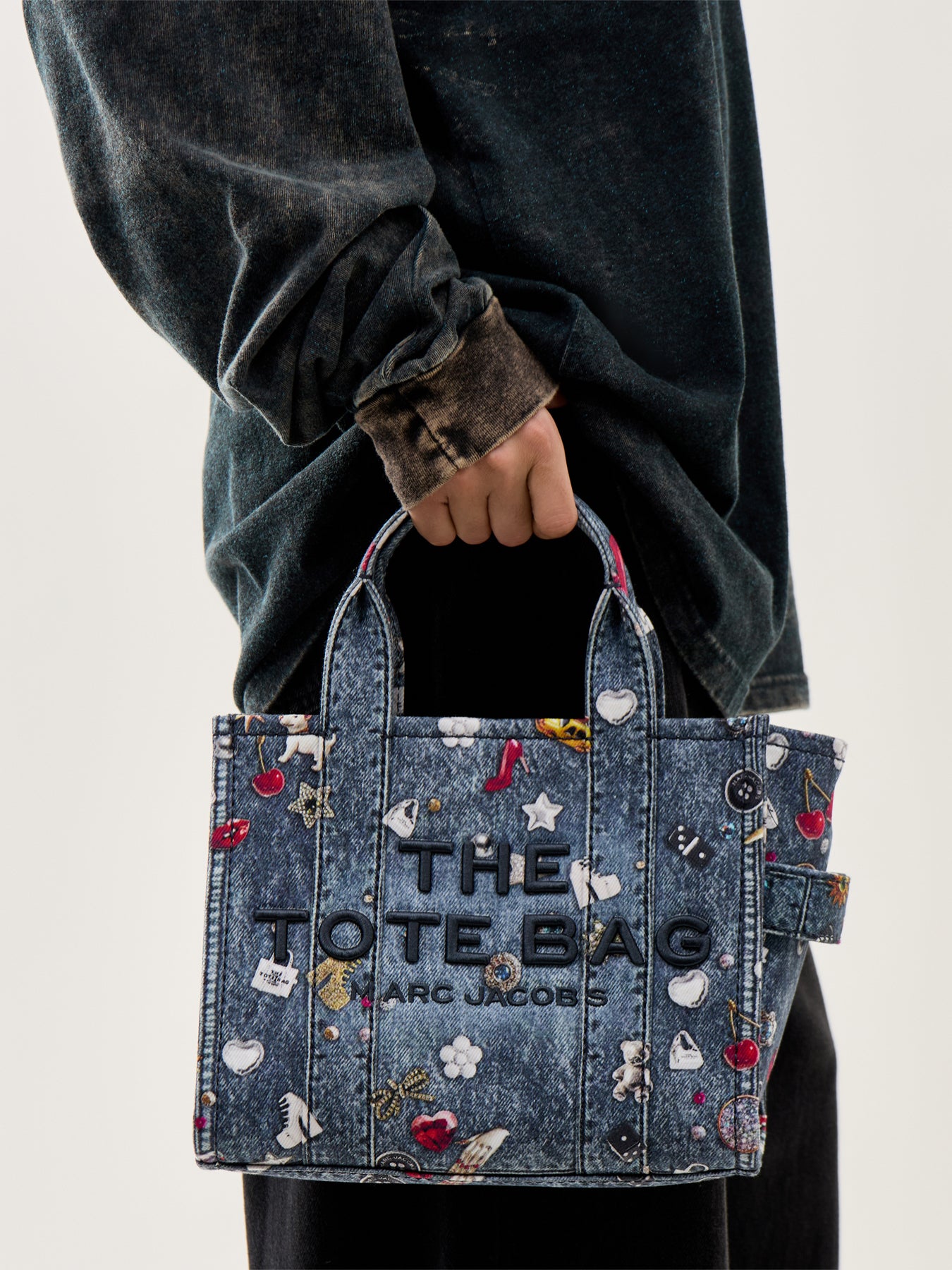 The Trompe Loeil Trinket Canvas Small Tote Bag Blue