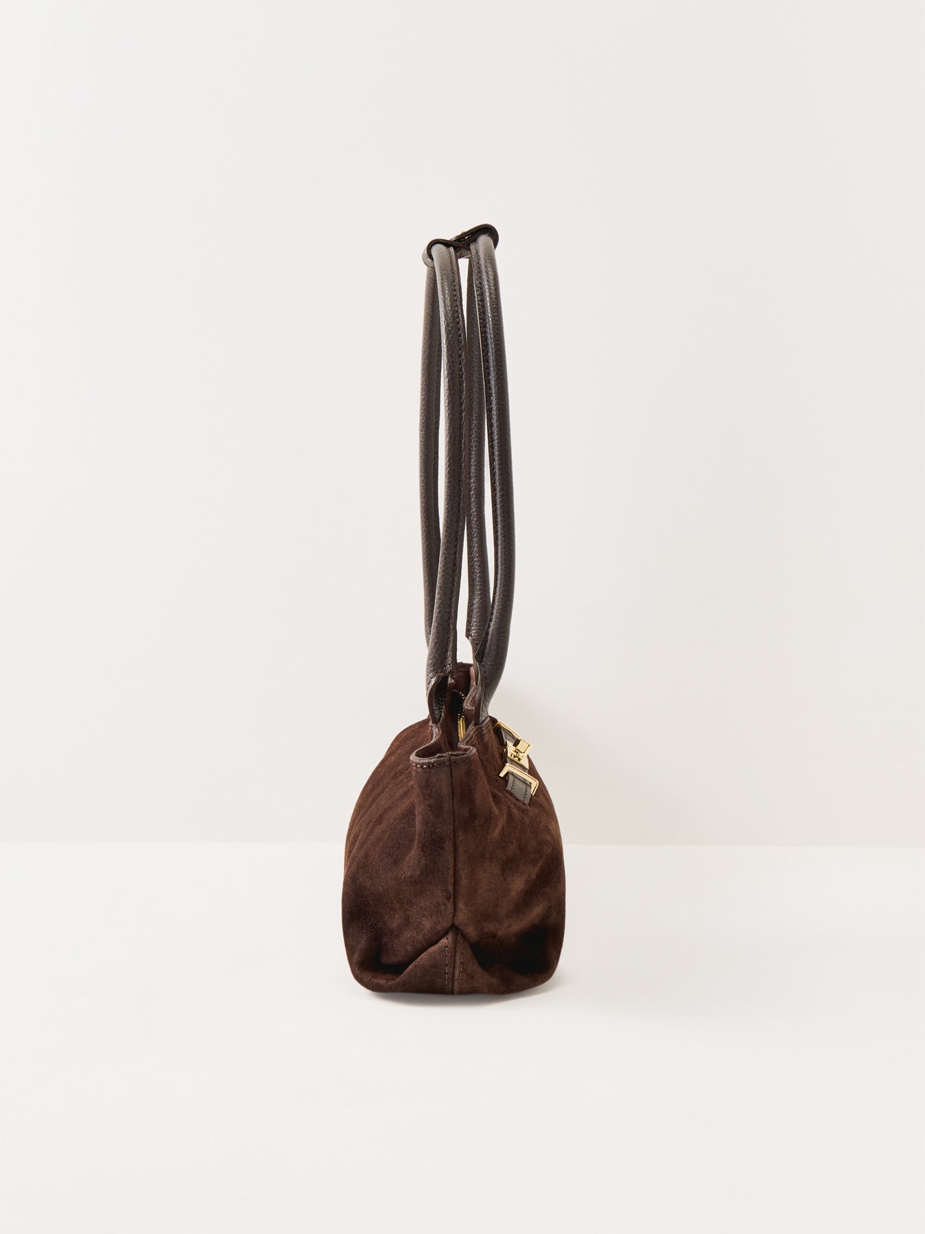 Bacil Long Handle Suede Bag Brown