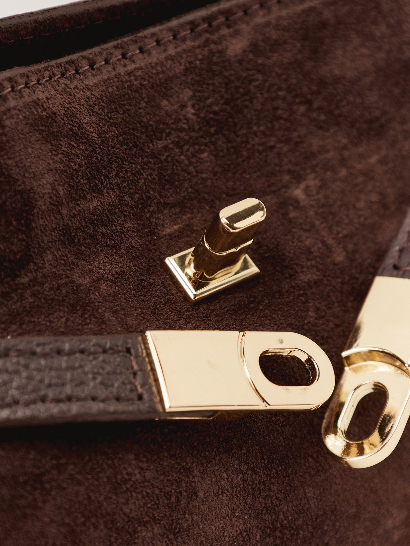 Bacil Long Handle Suede Bag Brown