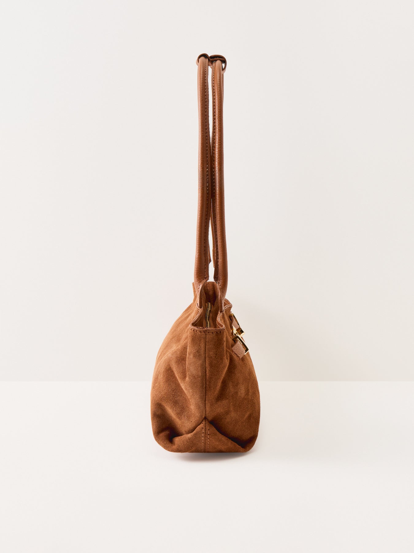 Bacil Long Handle Suede Bag Tan
