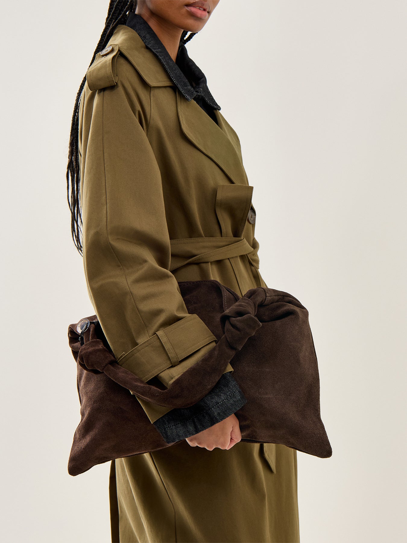 Leena Double Knot Suede Bag Brown